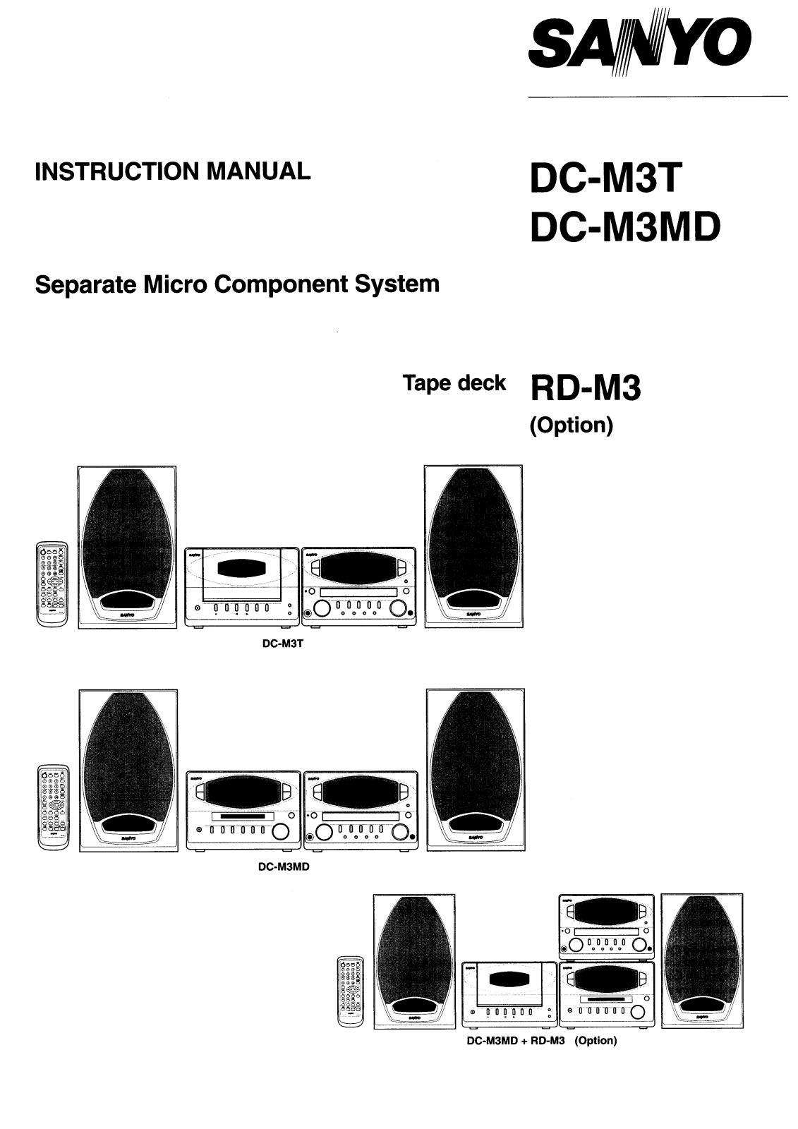 Sanyo RD-M3T, RD-M3MD Instruction Manual