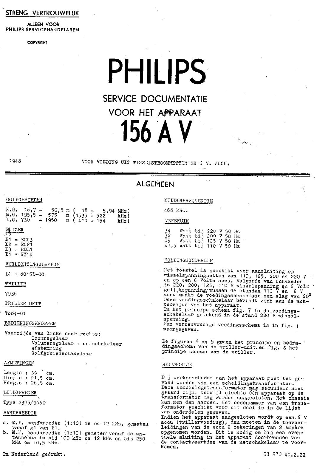 Philips 156av schematic