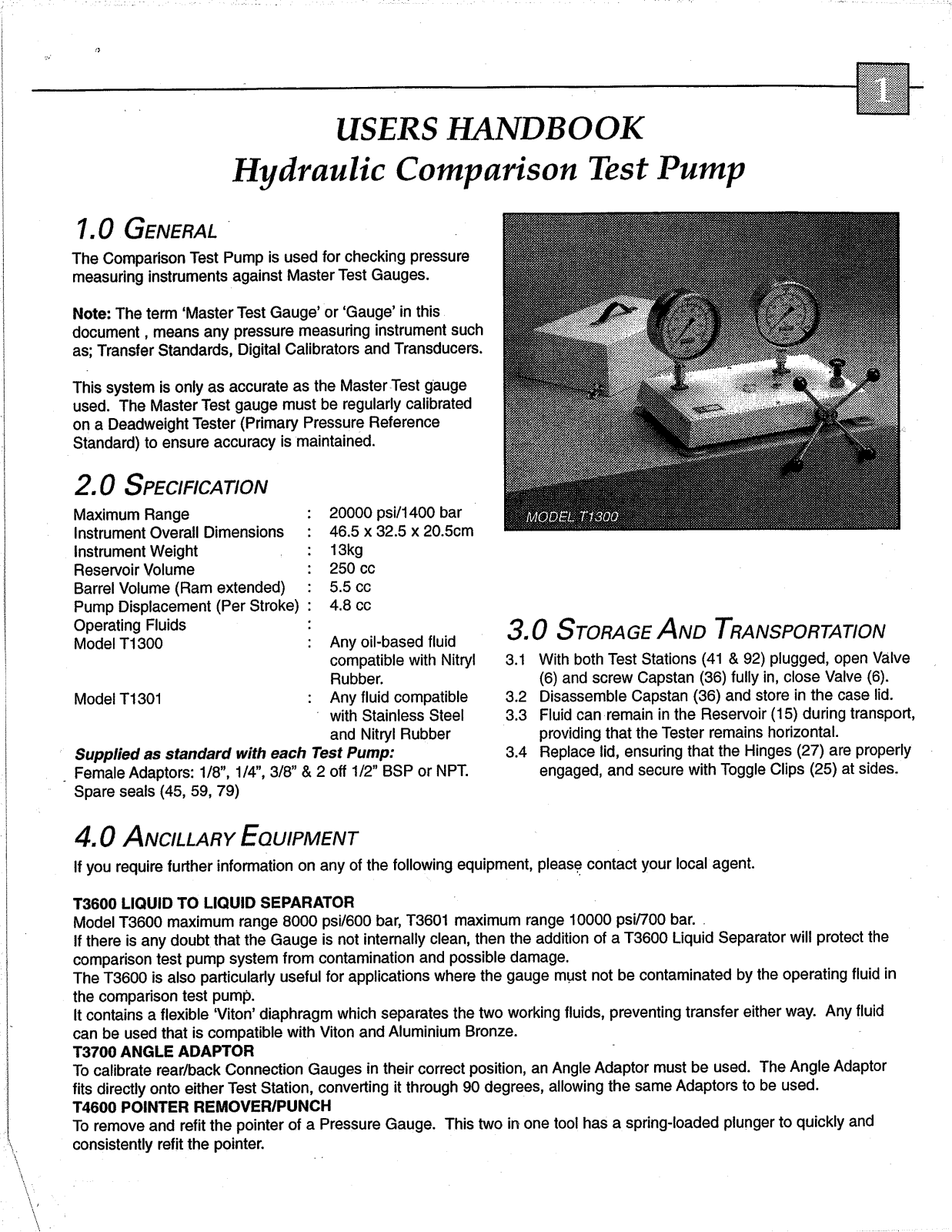 Fluke T1300 Operating Manual