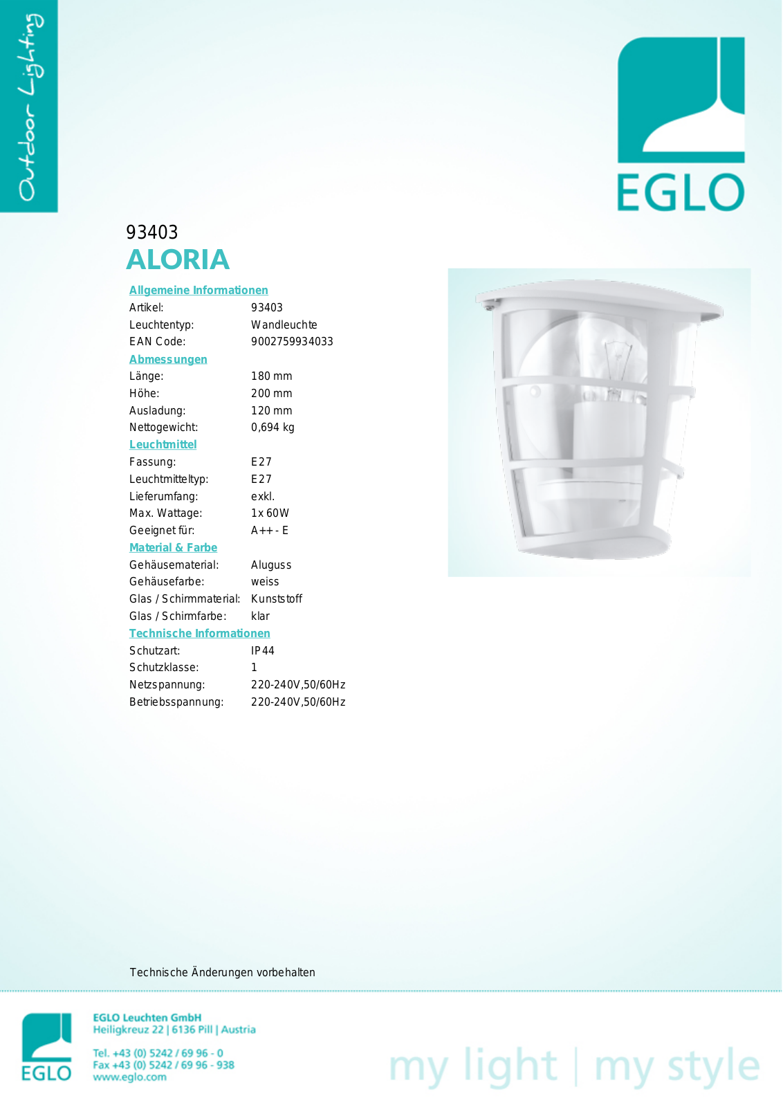 Eglo 93403 Service Manual