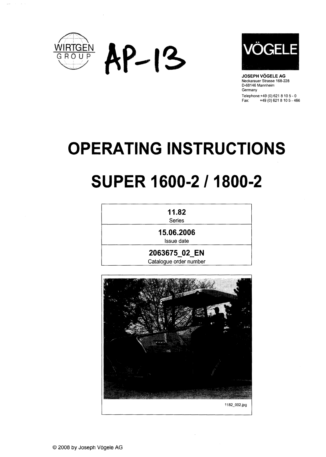 Vogele AP-13 Operating Instruction - ManualMachine.com