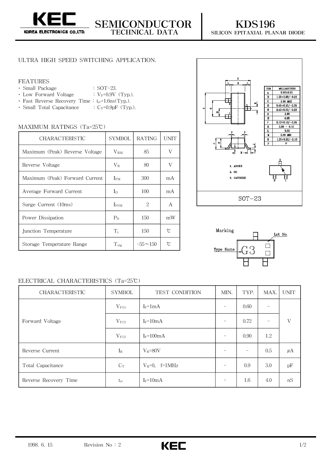 KEC KDS196 Datasheet