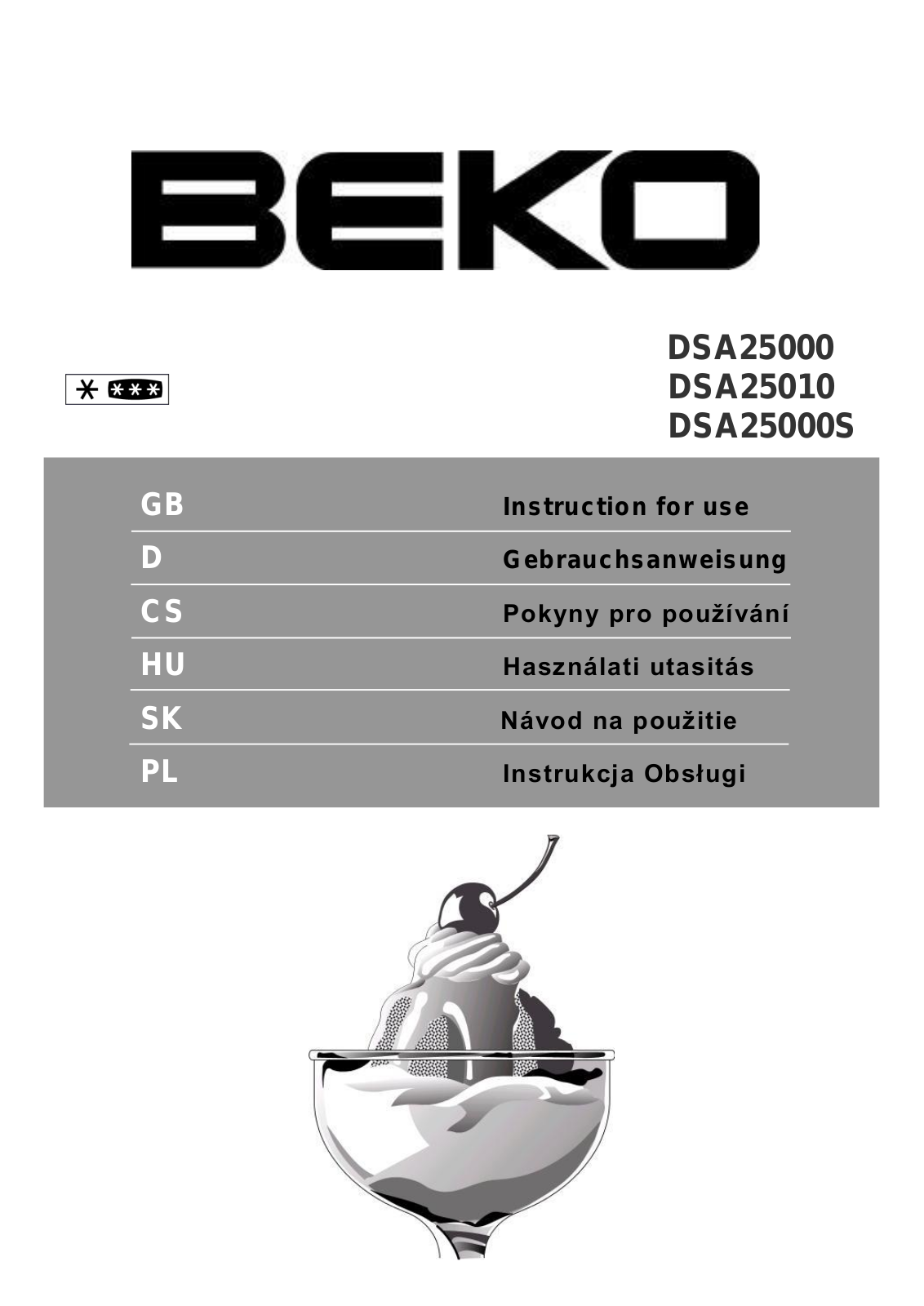 Beko DSA 25000 S, DSA 25000 Operating Instructions