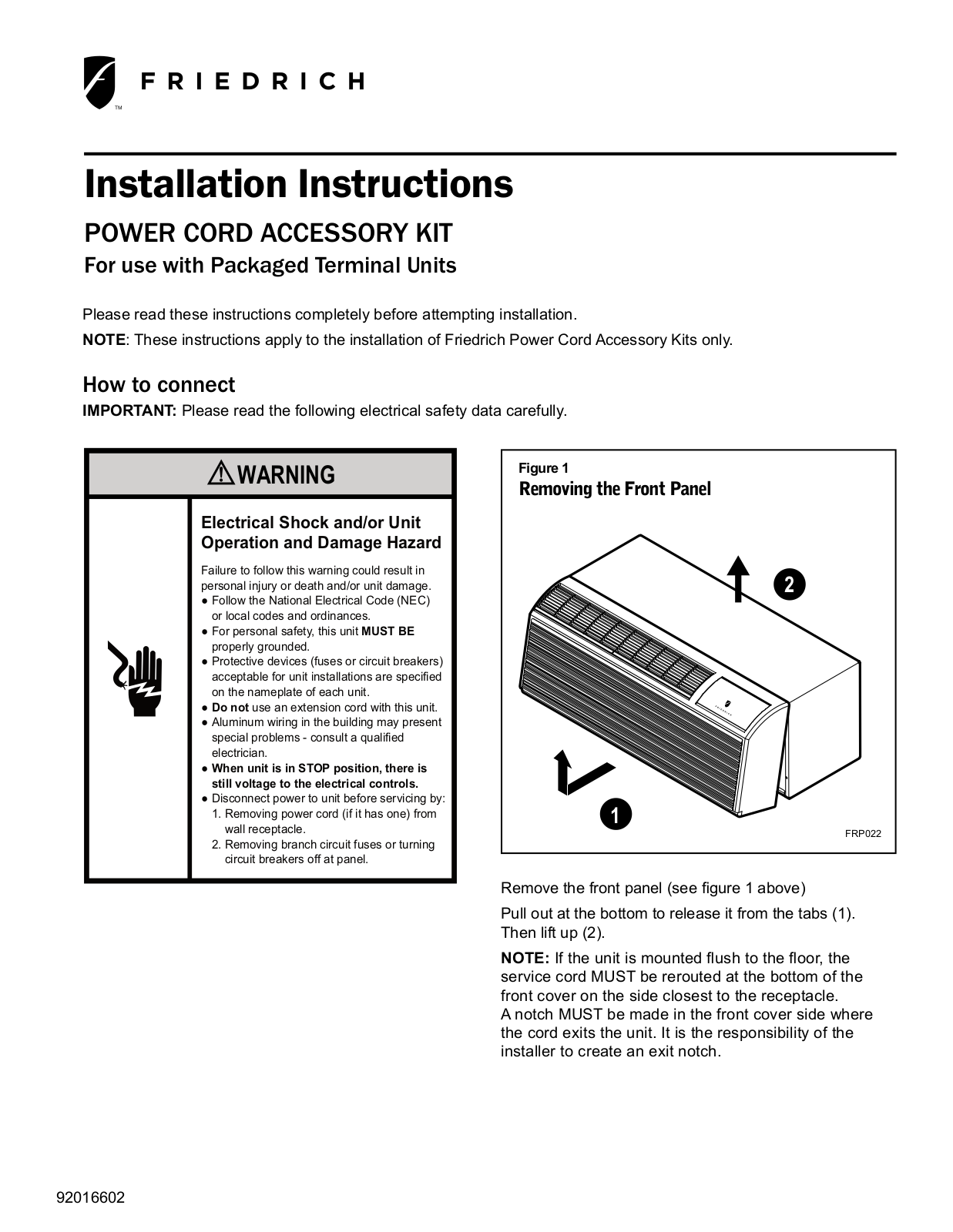 Friedrich PDE09R3SF, PDH07R3SF, PDE07R3SF, PDH07K3SF, PDH09K3SF Installation Guide