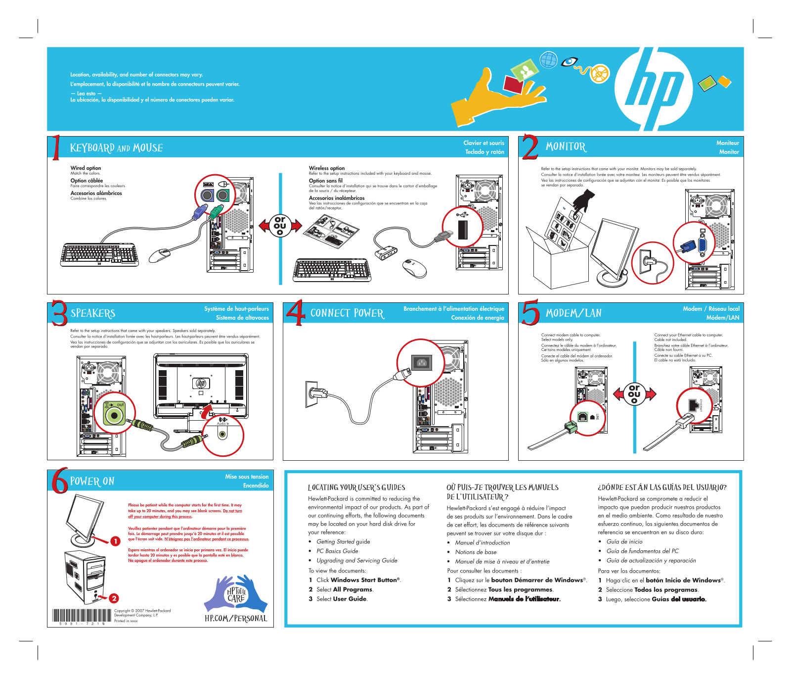 HP Pavilion a1510y, Pavilion a1520e, Pavilion a1700n, Pavilion a1709n, Pavilion a1710n Setup Poster