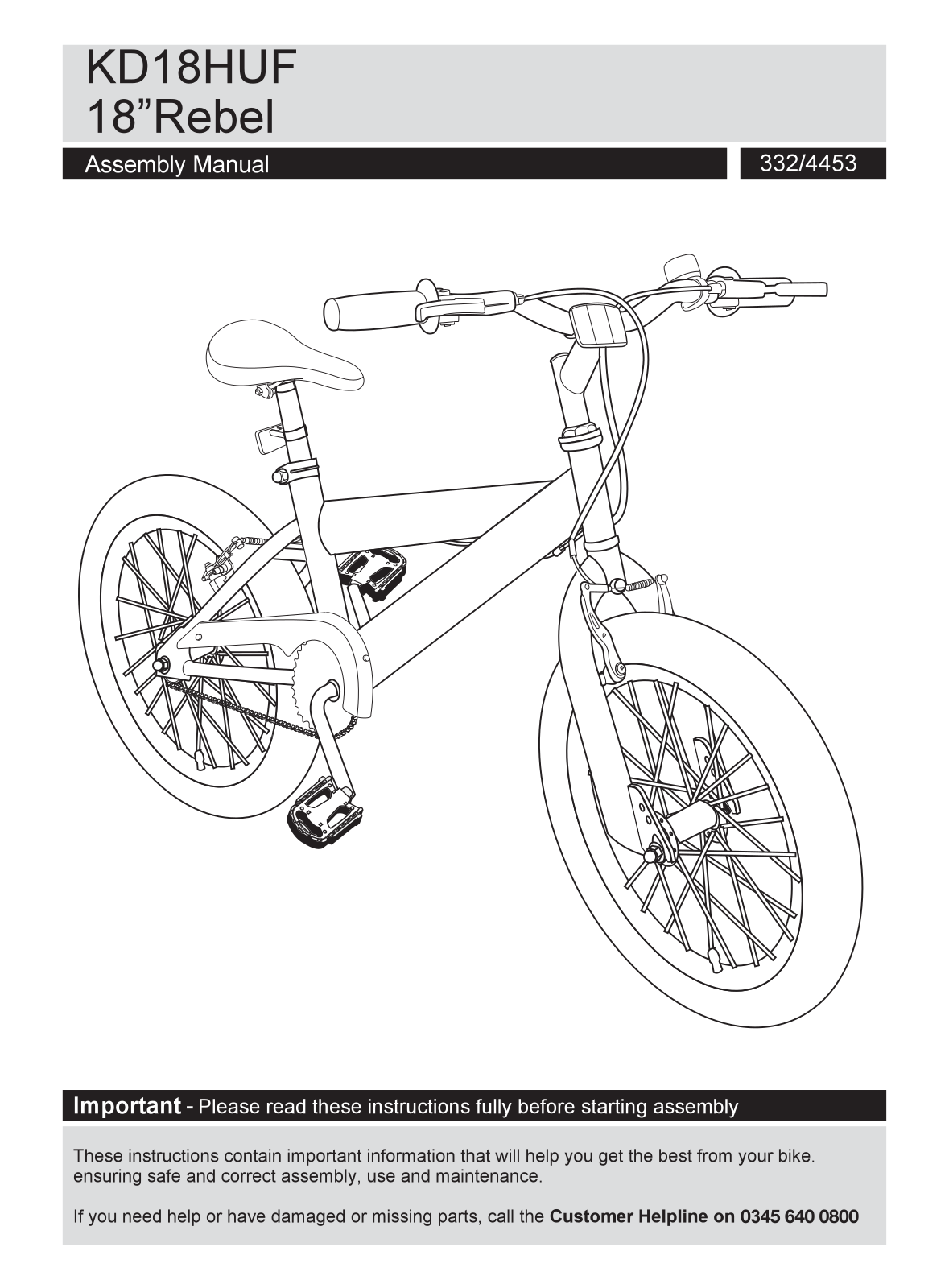 Huffy KD18HUF Instruction manual