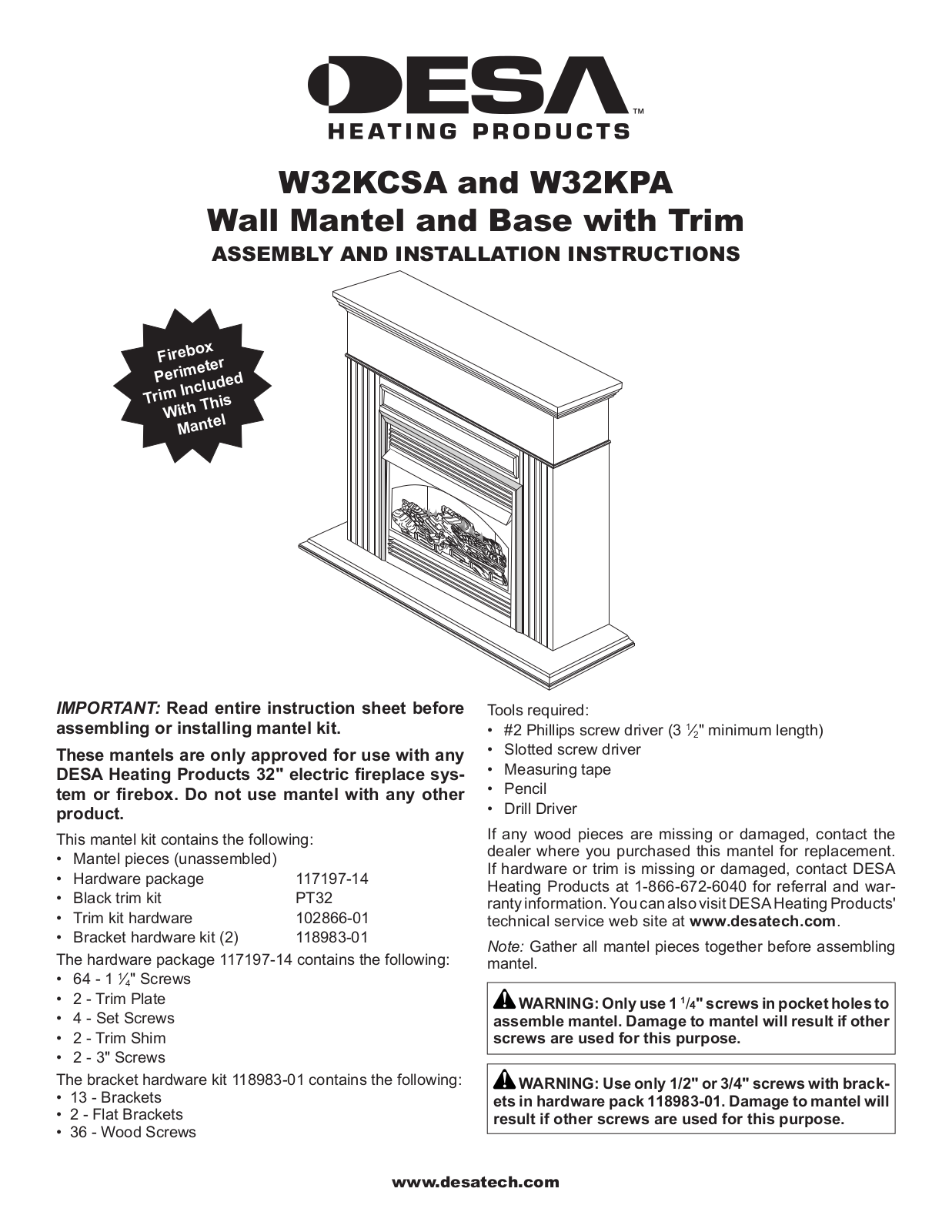 Desa W32KCSA, W32KPA User Manual