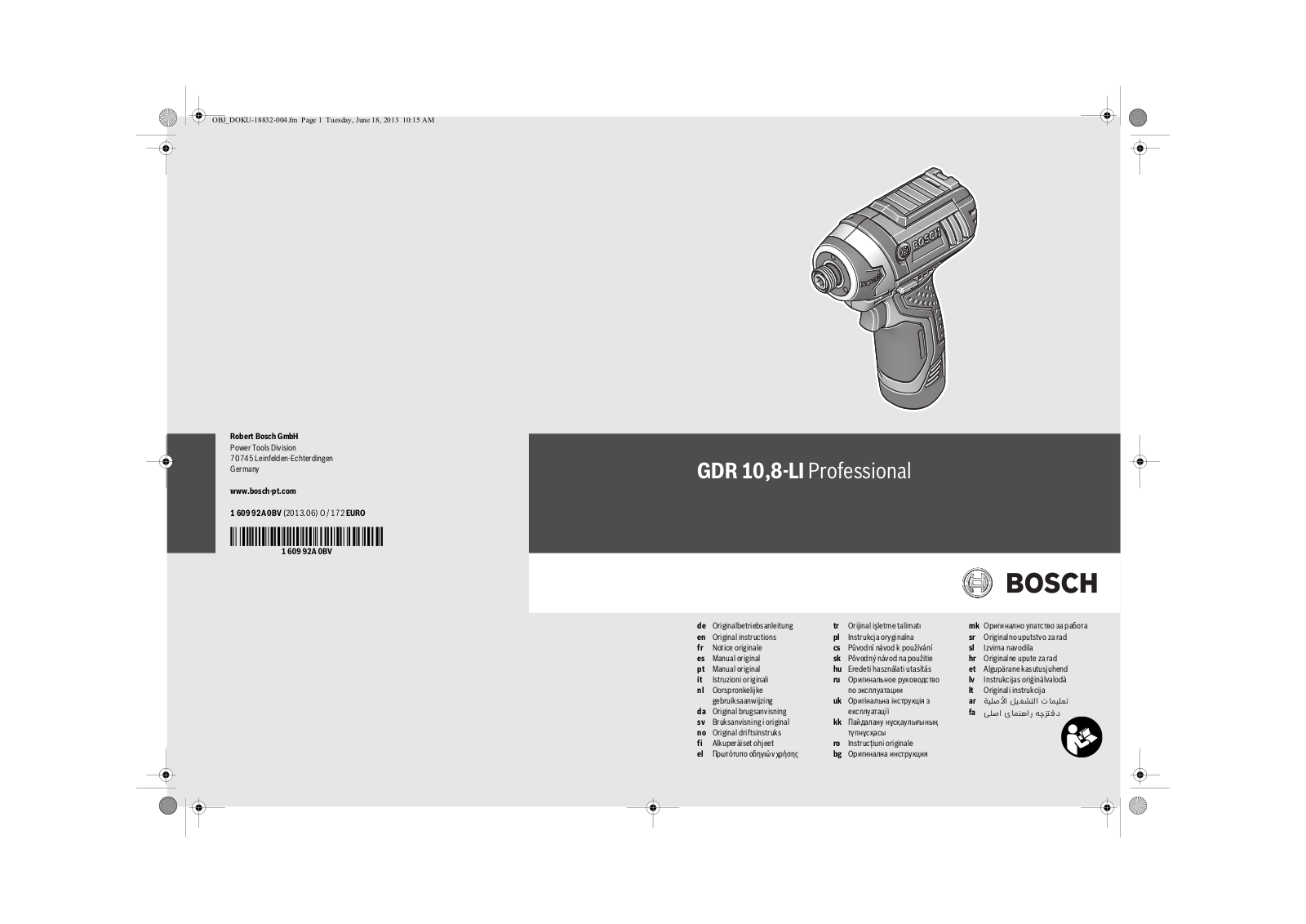 Bosch GDR 10, GDR 8-LI User Manual