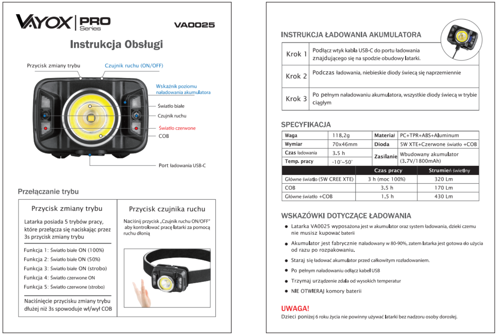 Vayox VA0025 User guide - ManualMachine.com