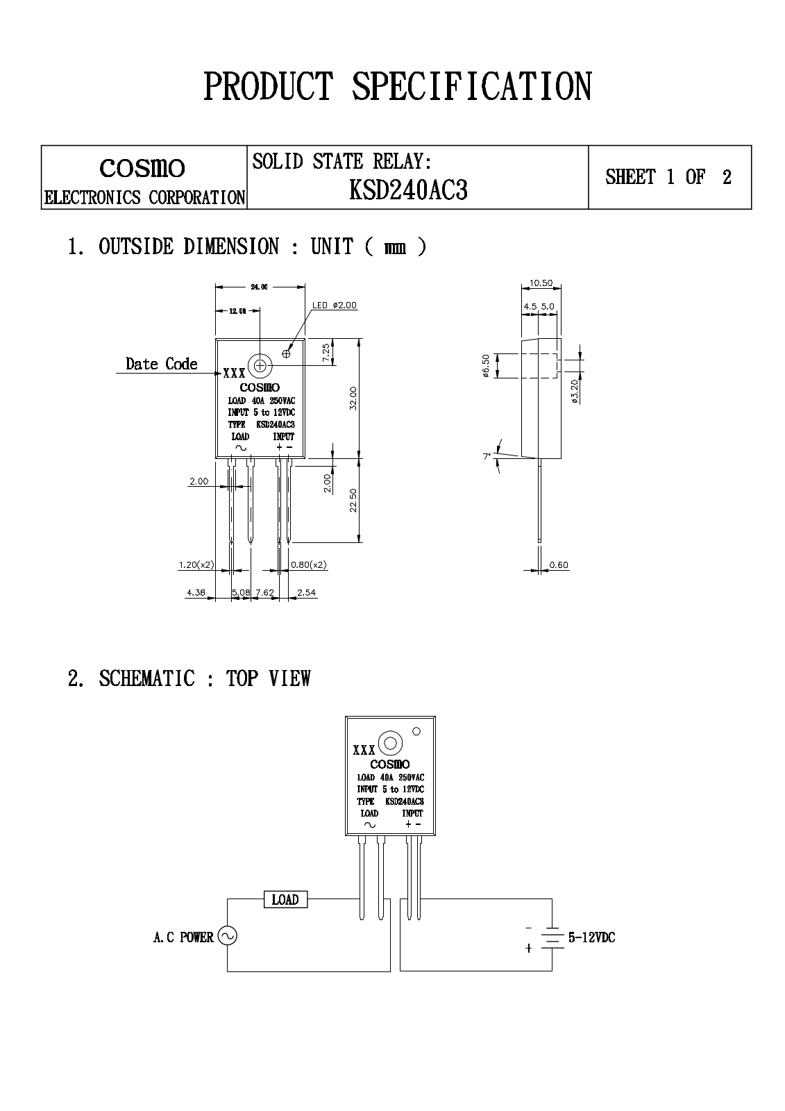 COSMO KSD240AC3 Datasheet