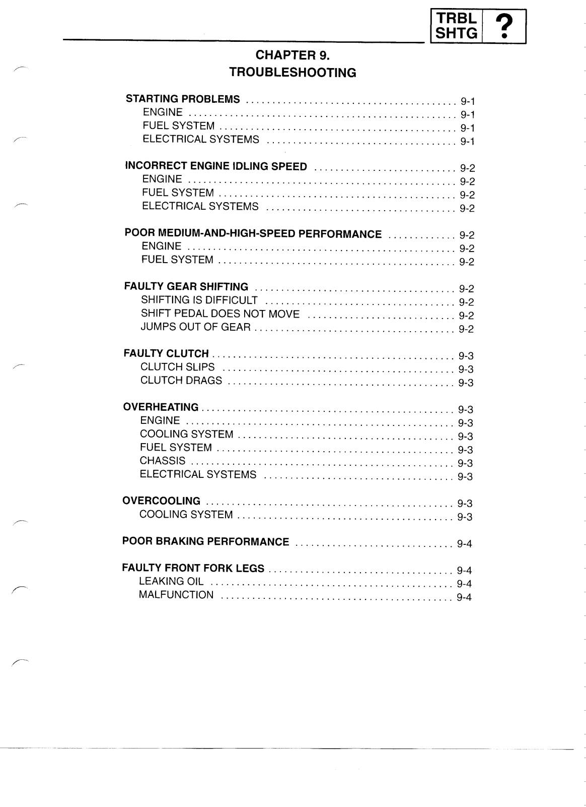 Yamaha YZF-R6 Service Manual troubleshoot