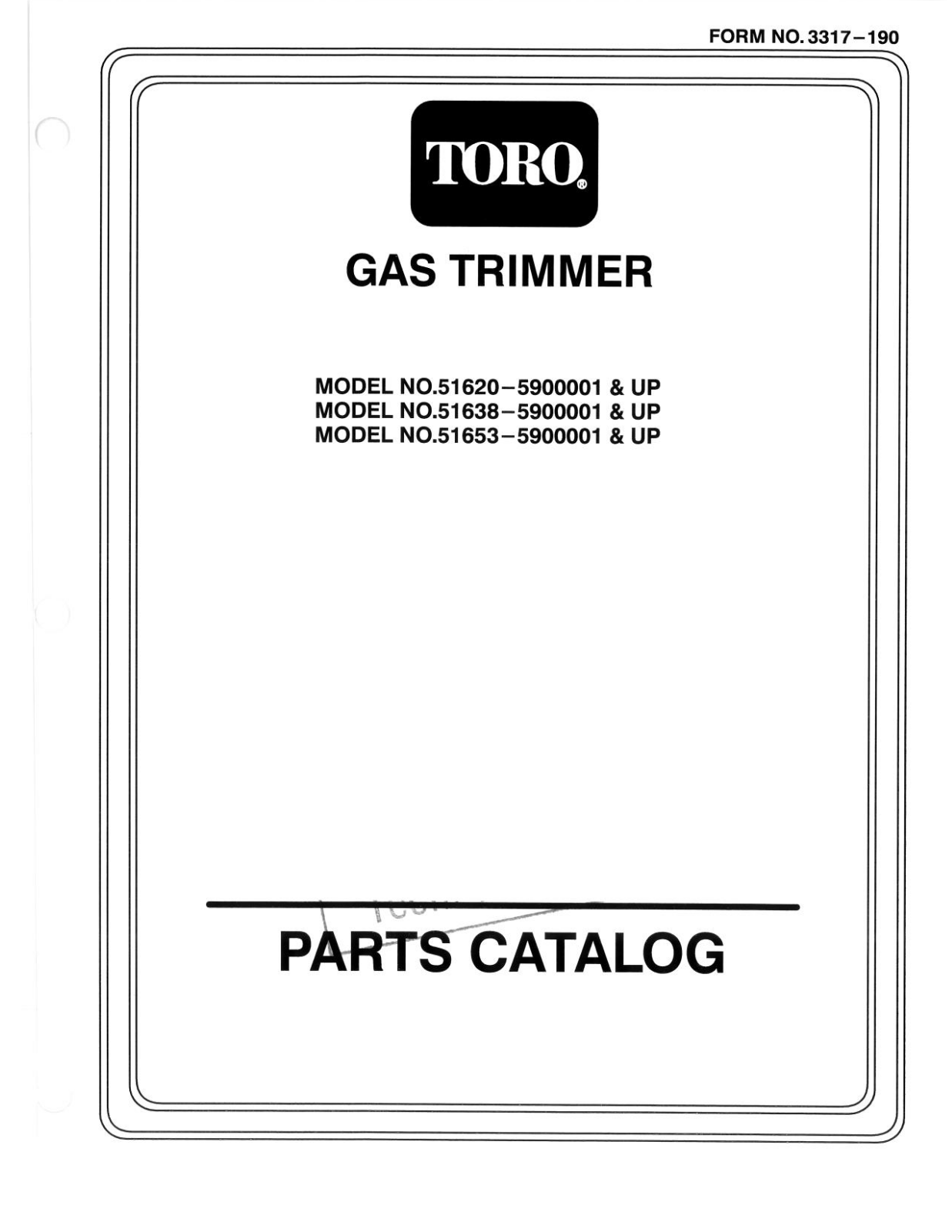 Toro 51620, 51638, 51653 Parts Catalogue