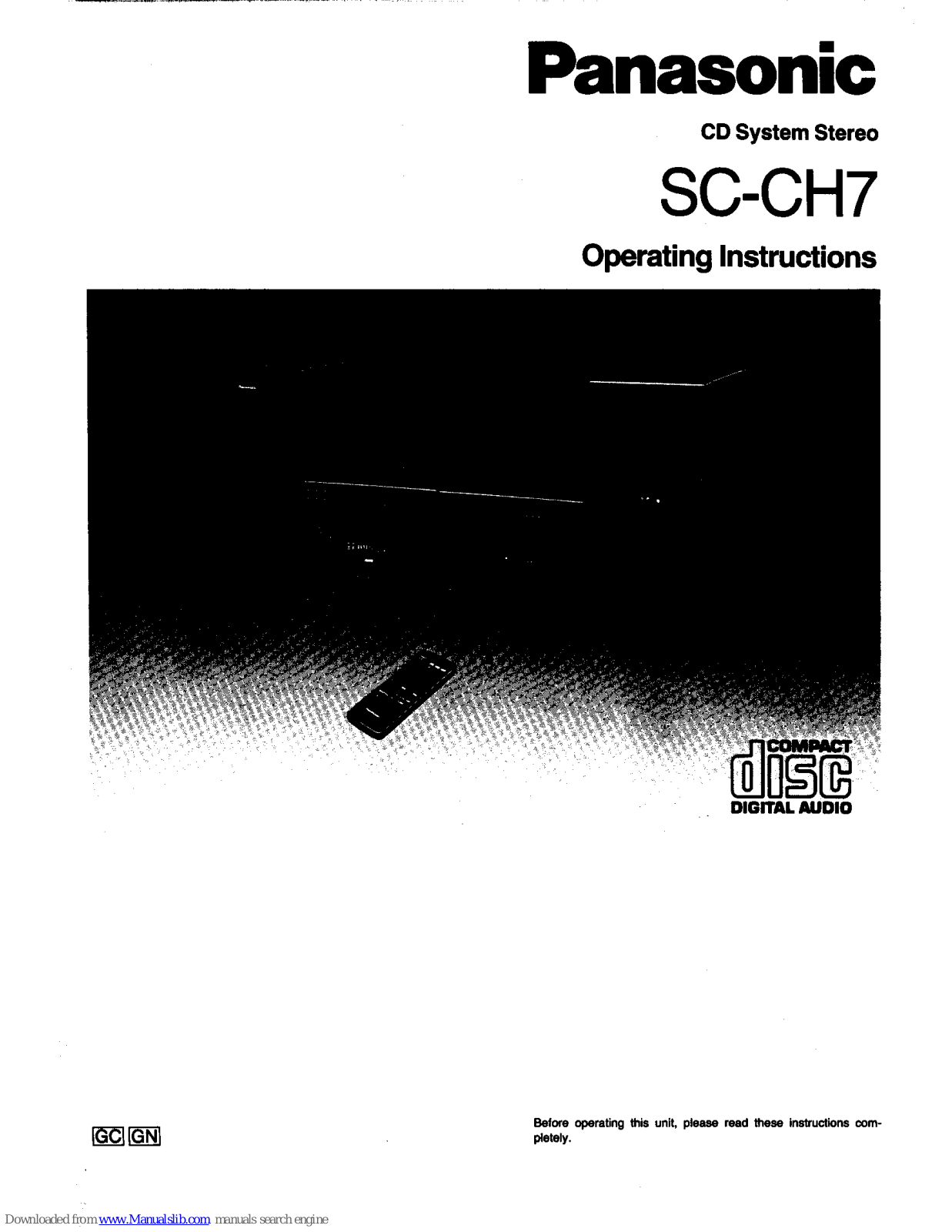 Panasonic SL-CH7, ST-CH7L, SU-CH7, RS-CH7, SB-CH7 Operating Instructions Manual