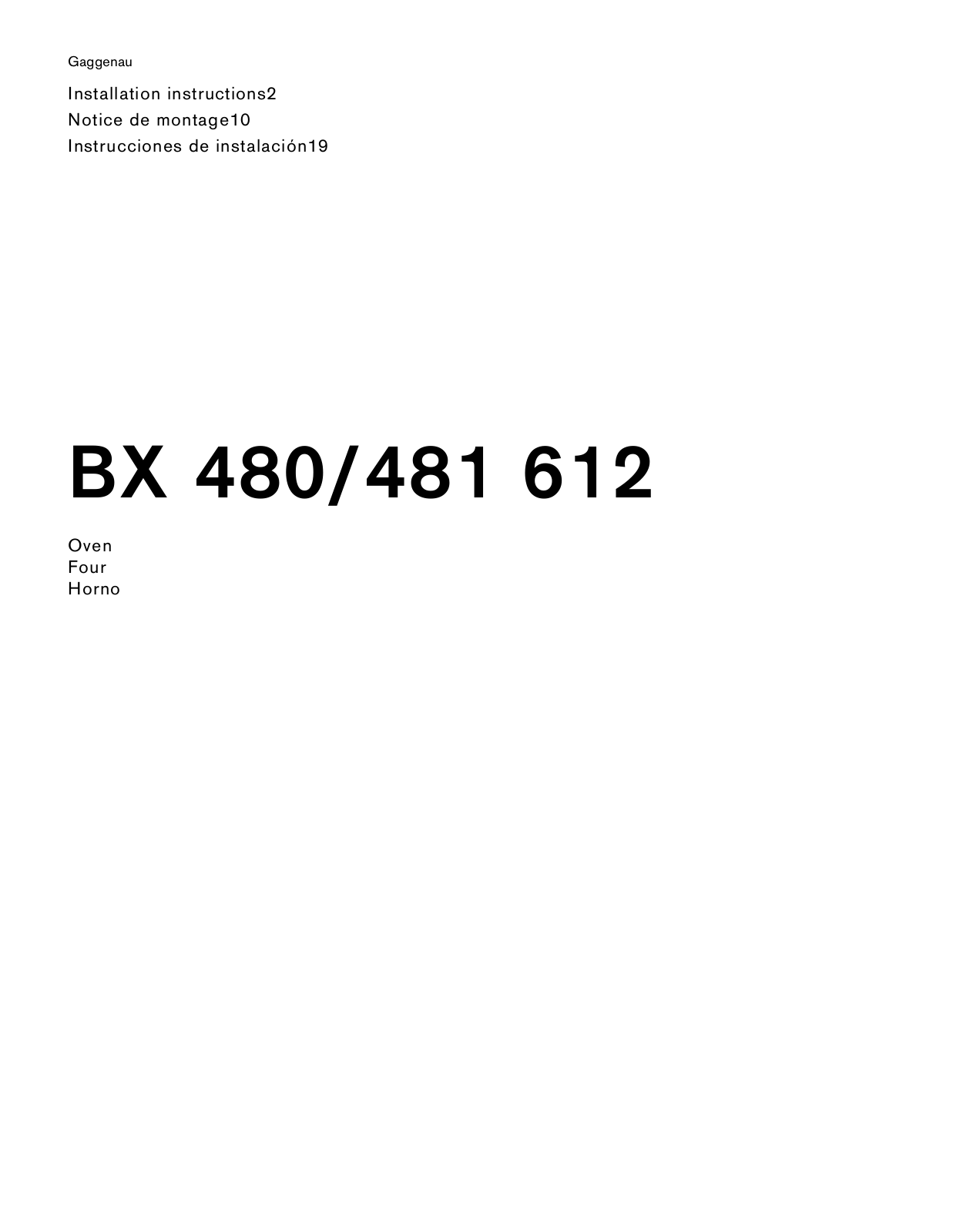 Gaggenau BX480612, BX481612 Installation manual