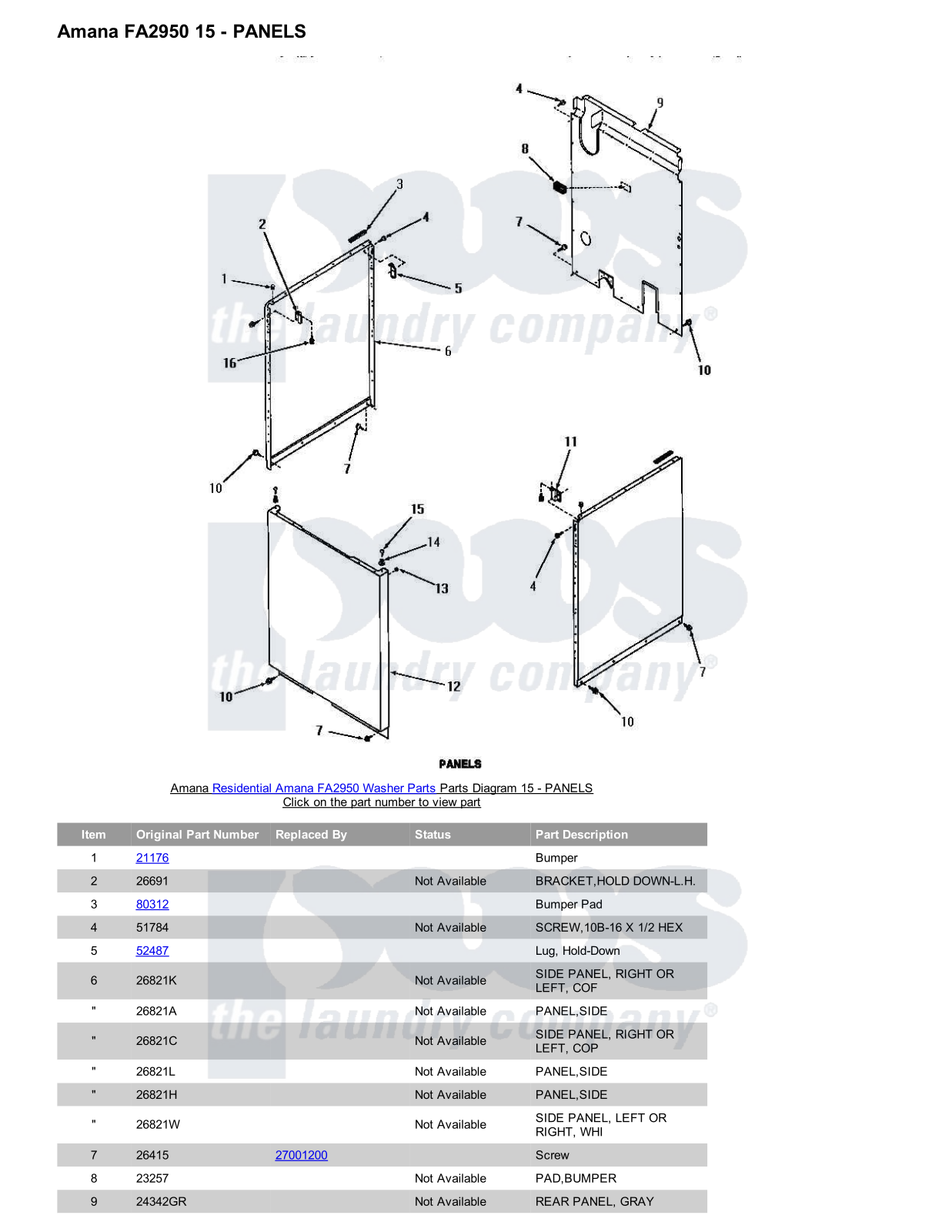 Amana FA2950 Parts Diagram