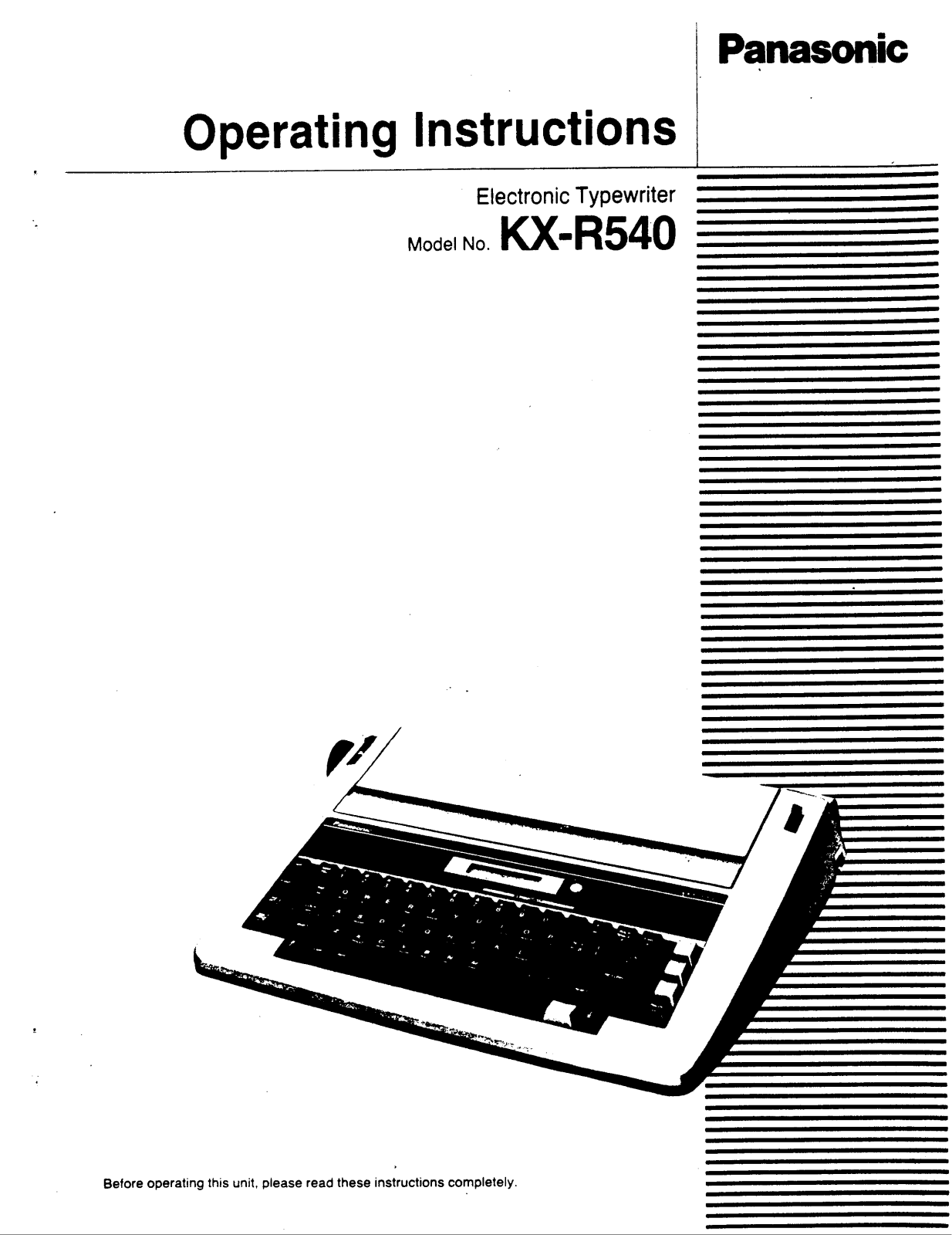 Panasonic kx-r540 Operation Manual
