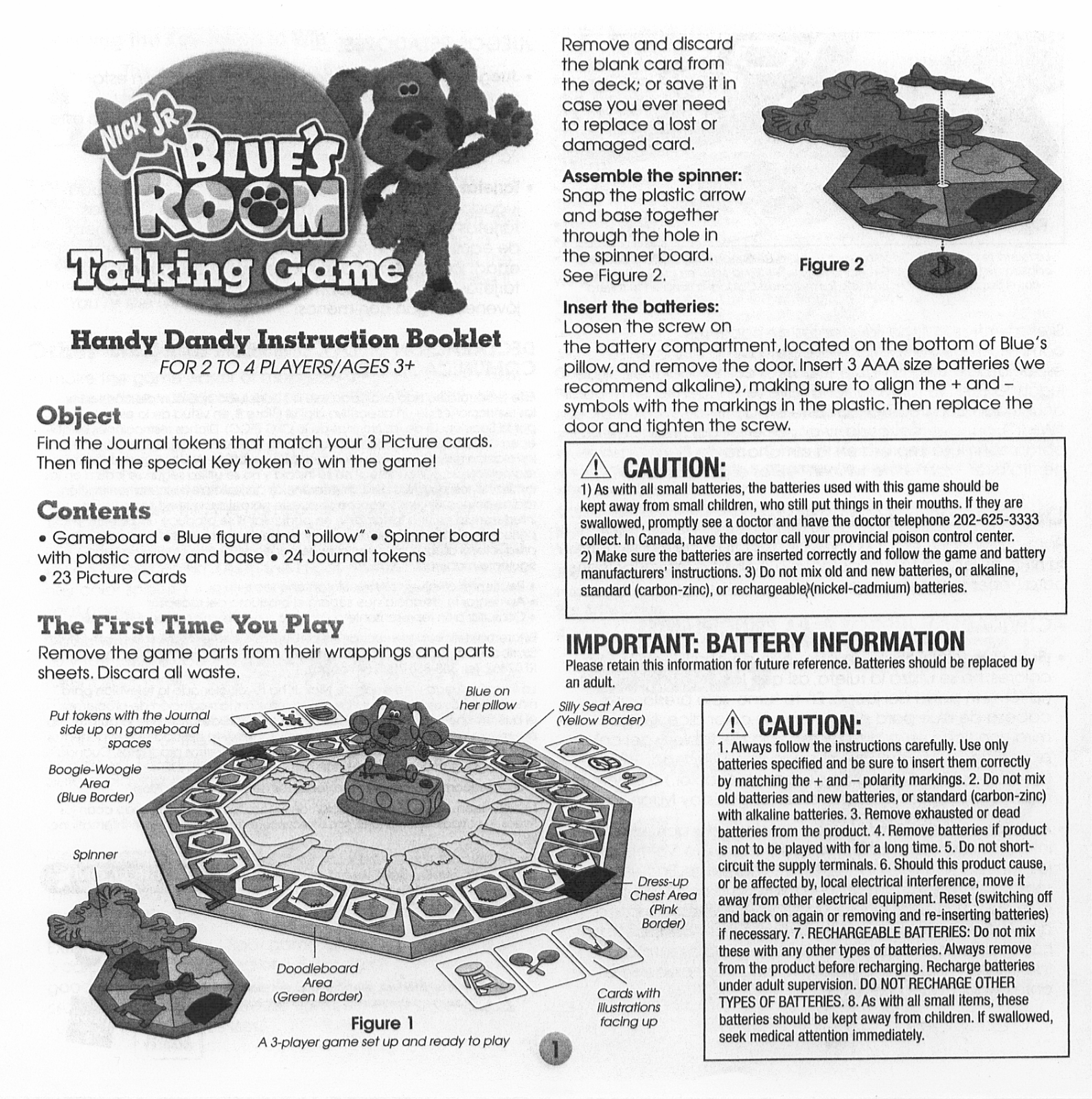 Hasbro Blue's Room Talking Game User Manual