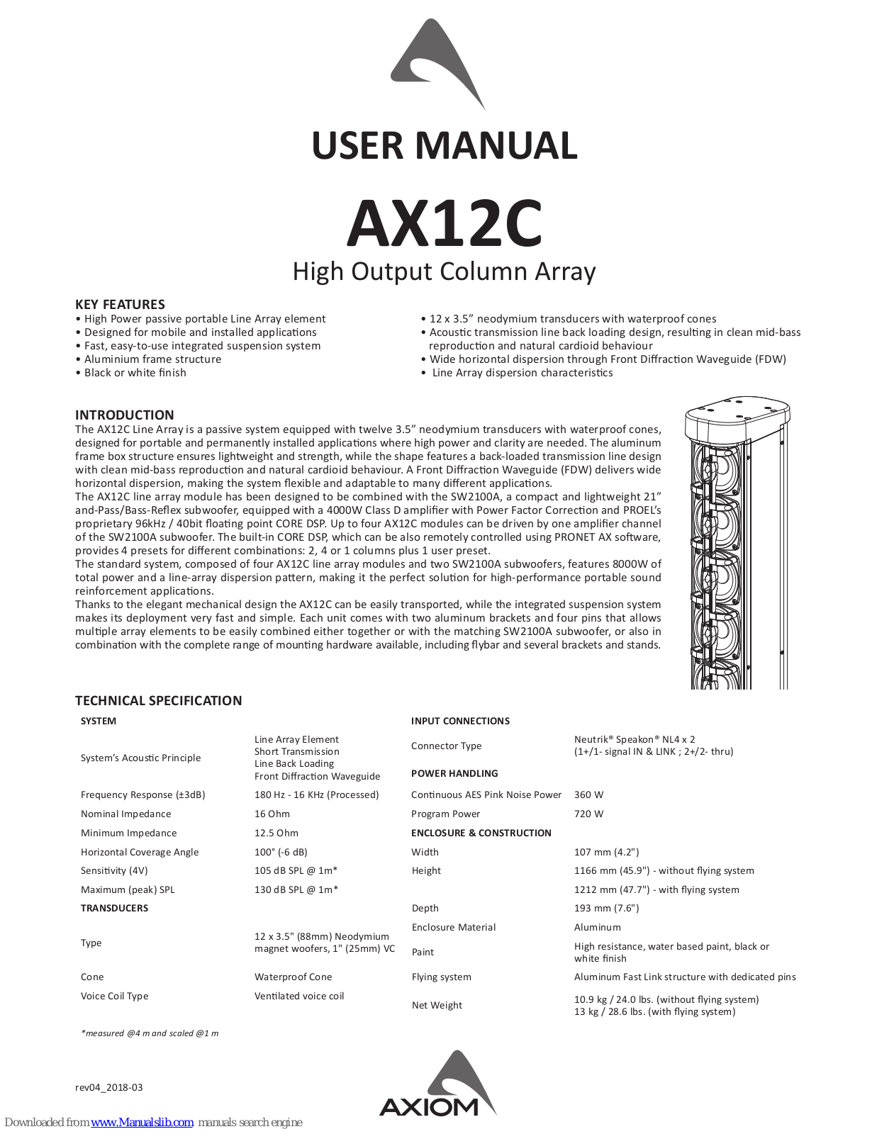 Axiom AX12C User Manual