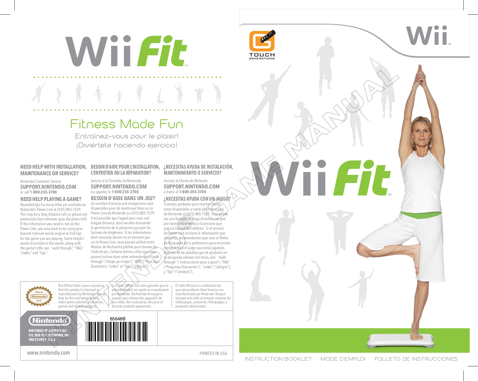 NINTENDO Wii Fit User Manual