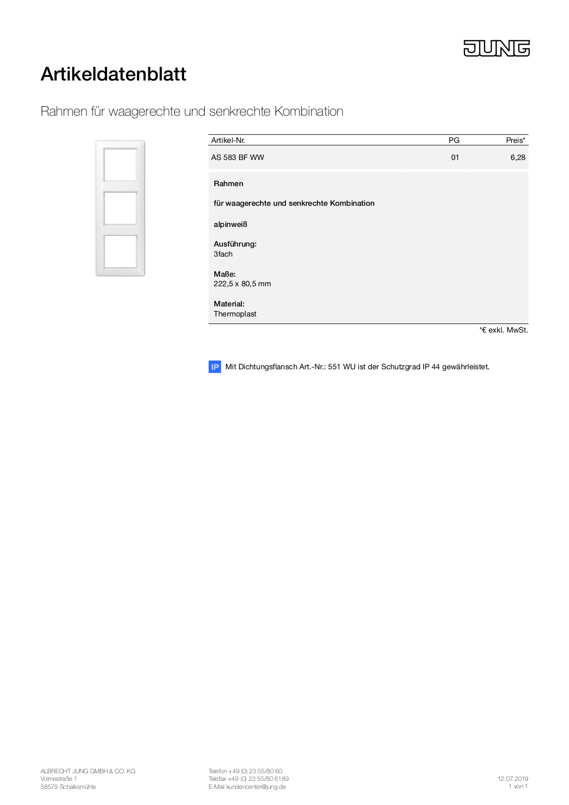 Jung AS 583 BF WW User Manual