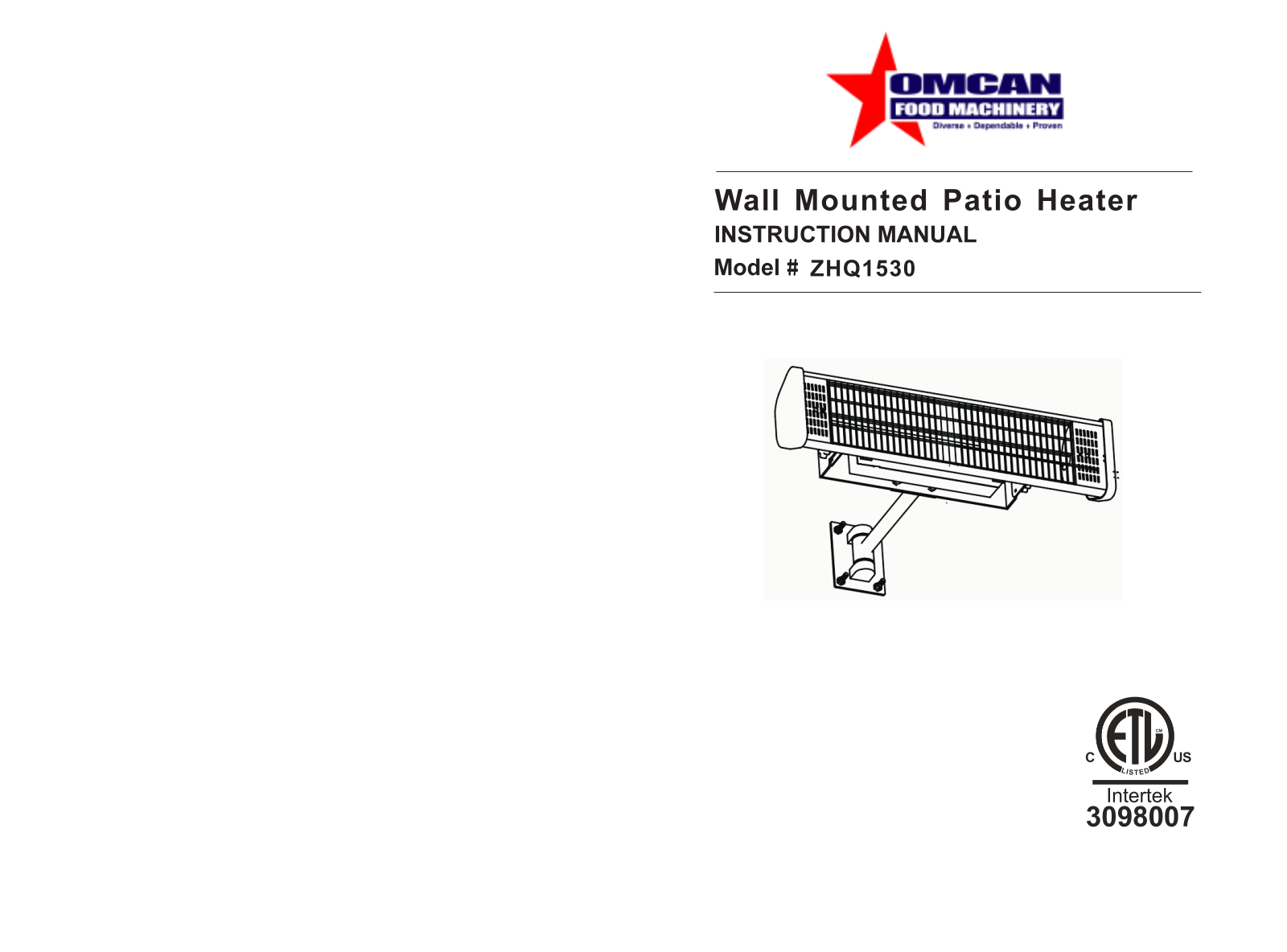 Omcan Food Machinery ZHQ1530 Installation  Manual