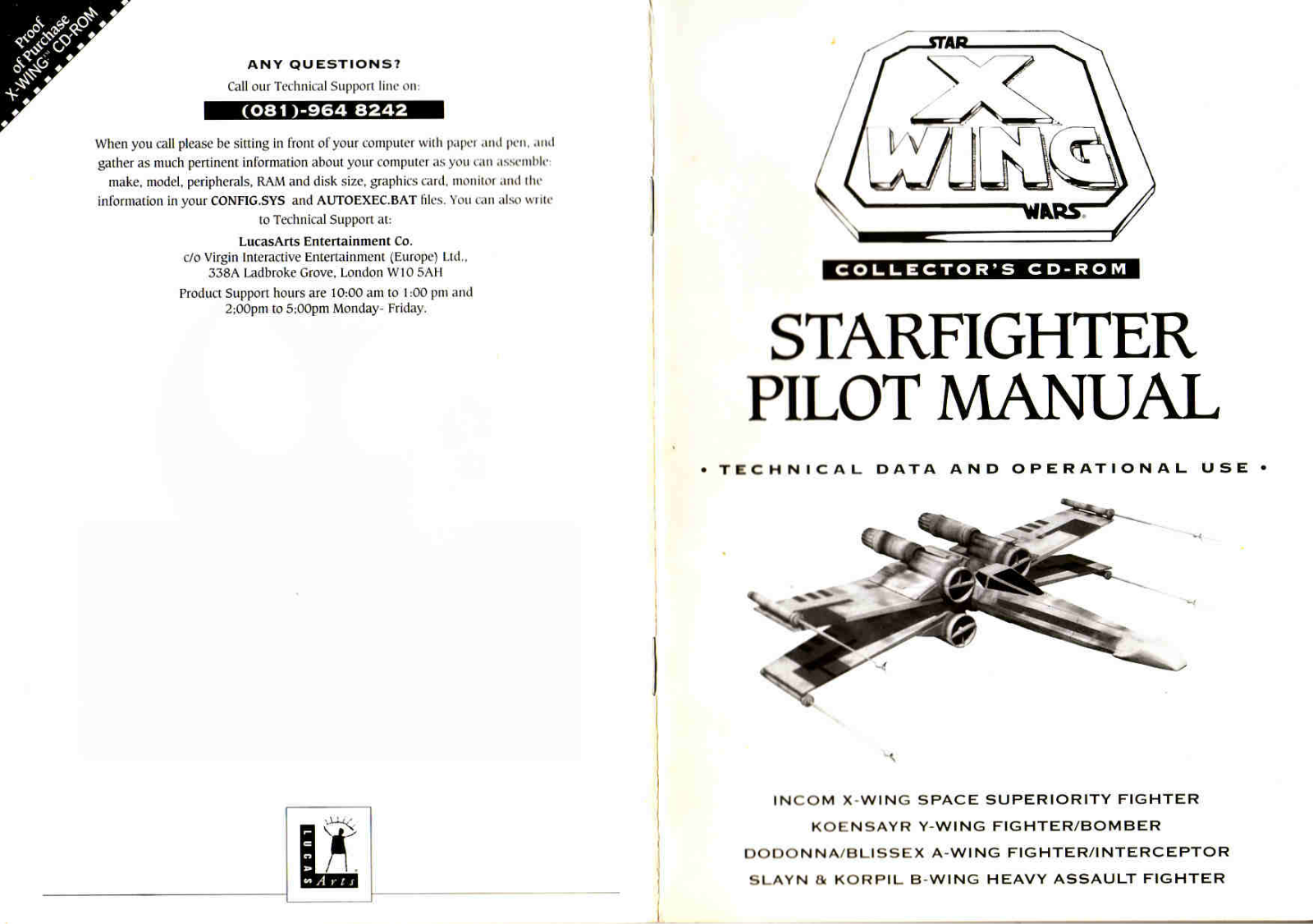 Games PC STAR WARS-X-WING-STARFIGHTER User Manual