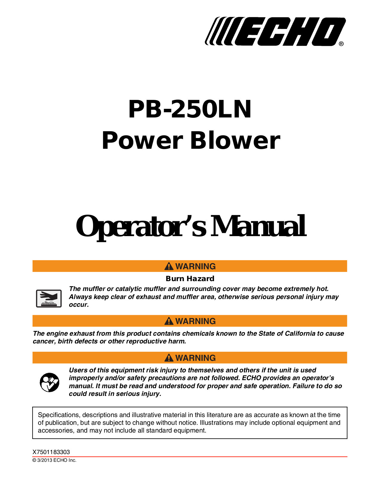 Echo PB-250LN User Manual