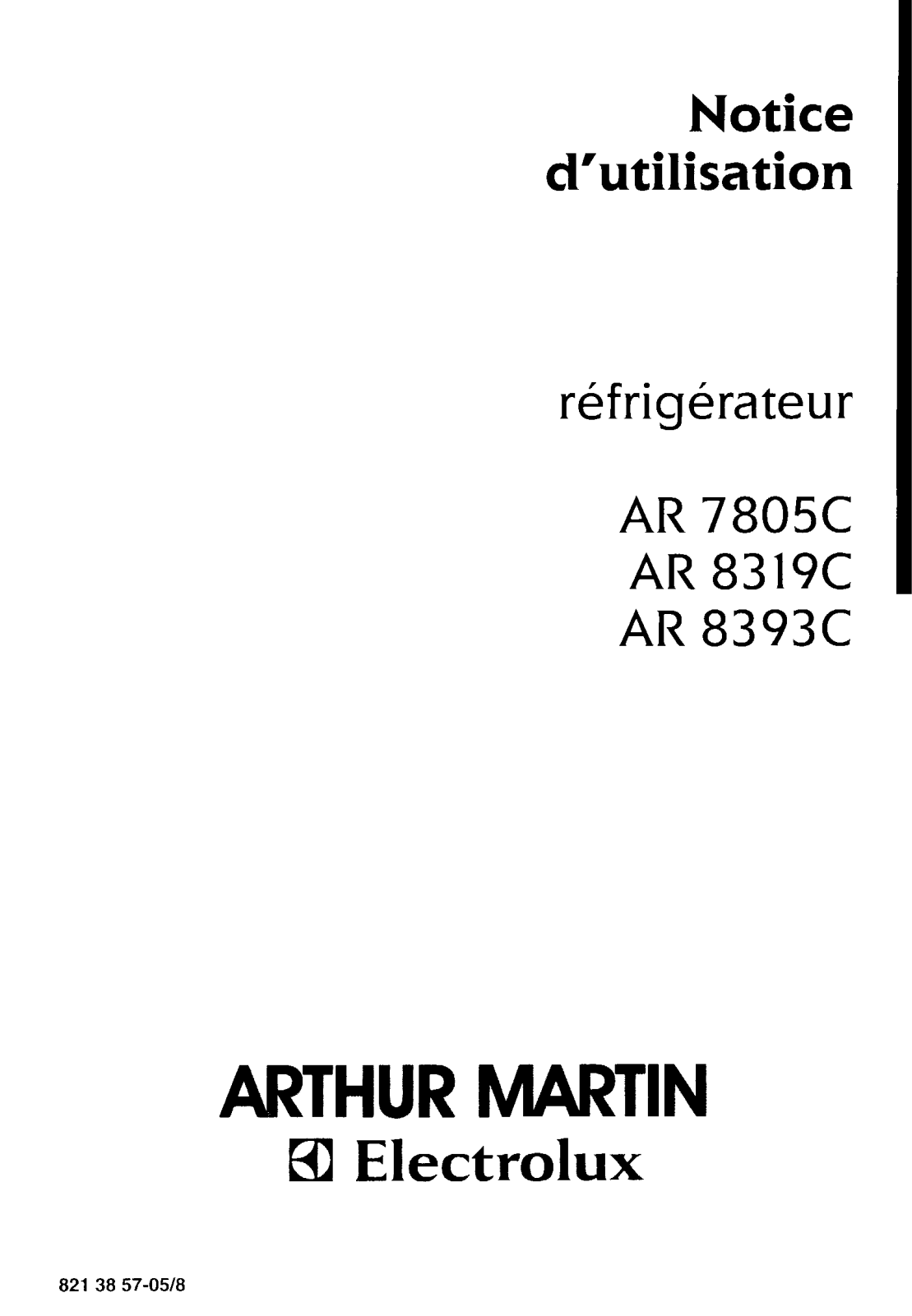 Arthur martin AR8393C, AR8319C, AR7805C User Manual