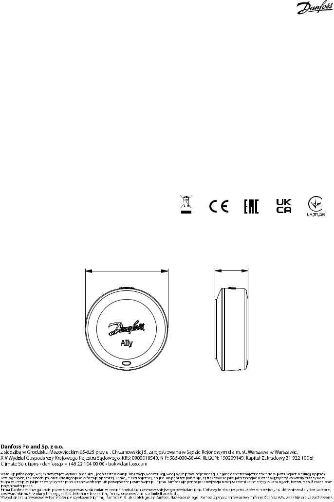 Danfoss Ally Czujnik pokojowy Data sheet