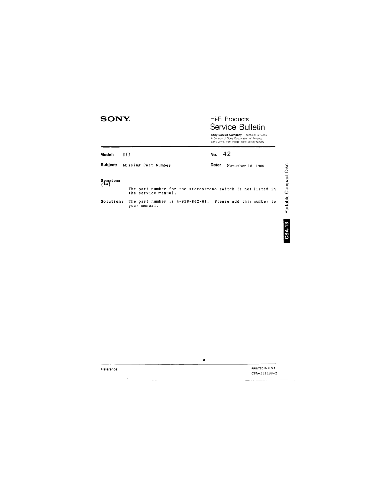 Sony DT3 Service Manual