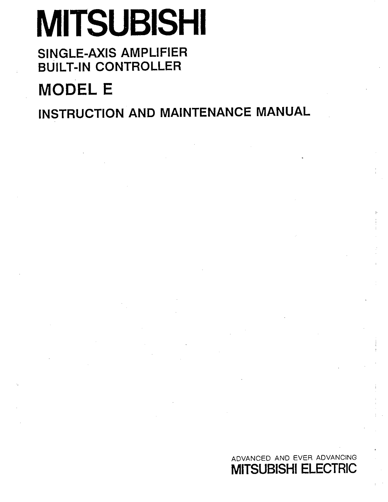 mitsubishi E Maintenance Manual