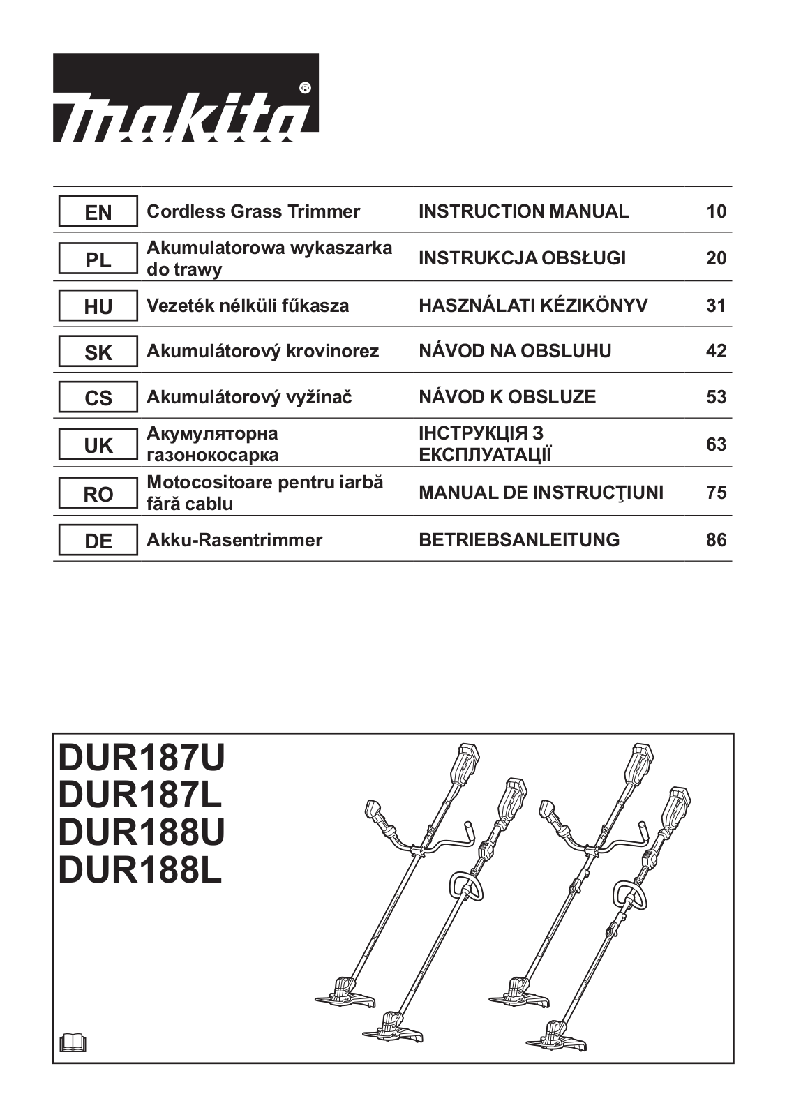 Makita DUR187UZ operation manual