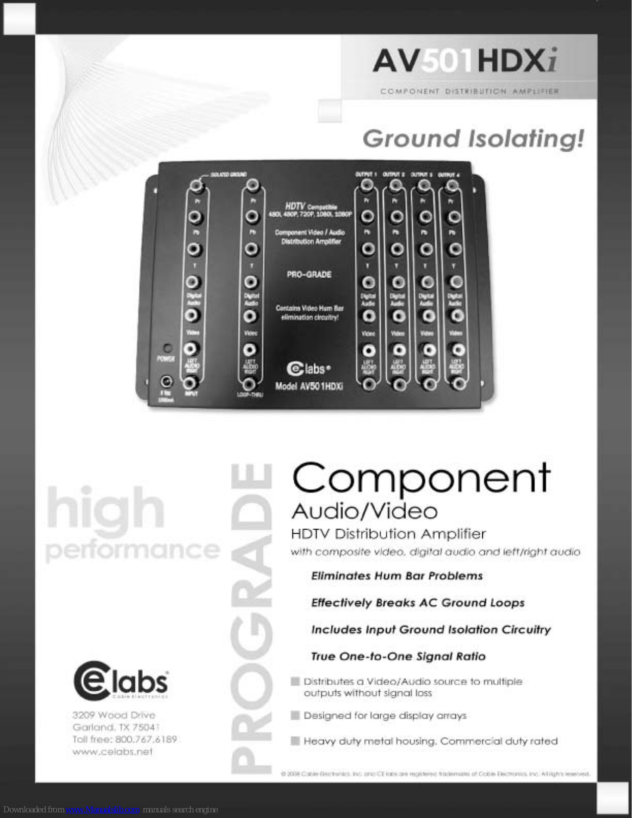 CE Labs AV501HDXi Specifications