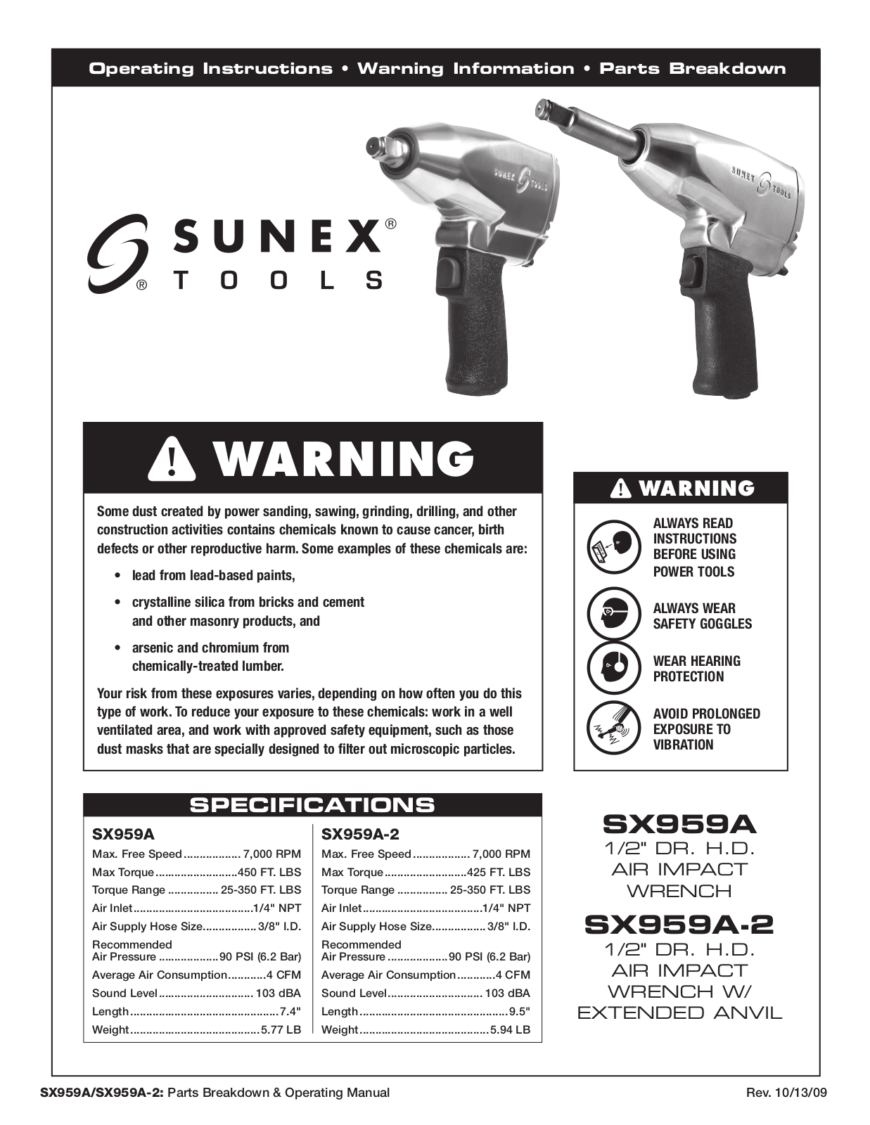 Sunex Tools SX959A-2 User Manual