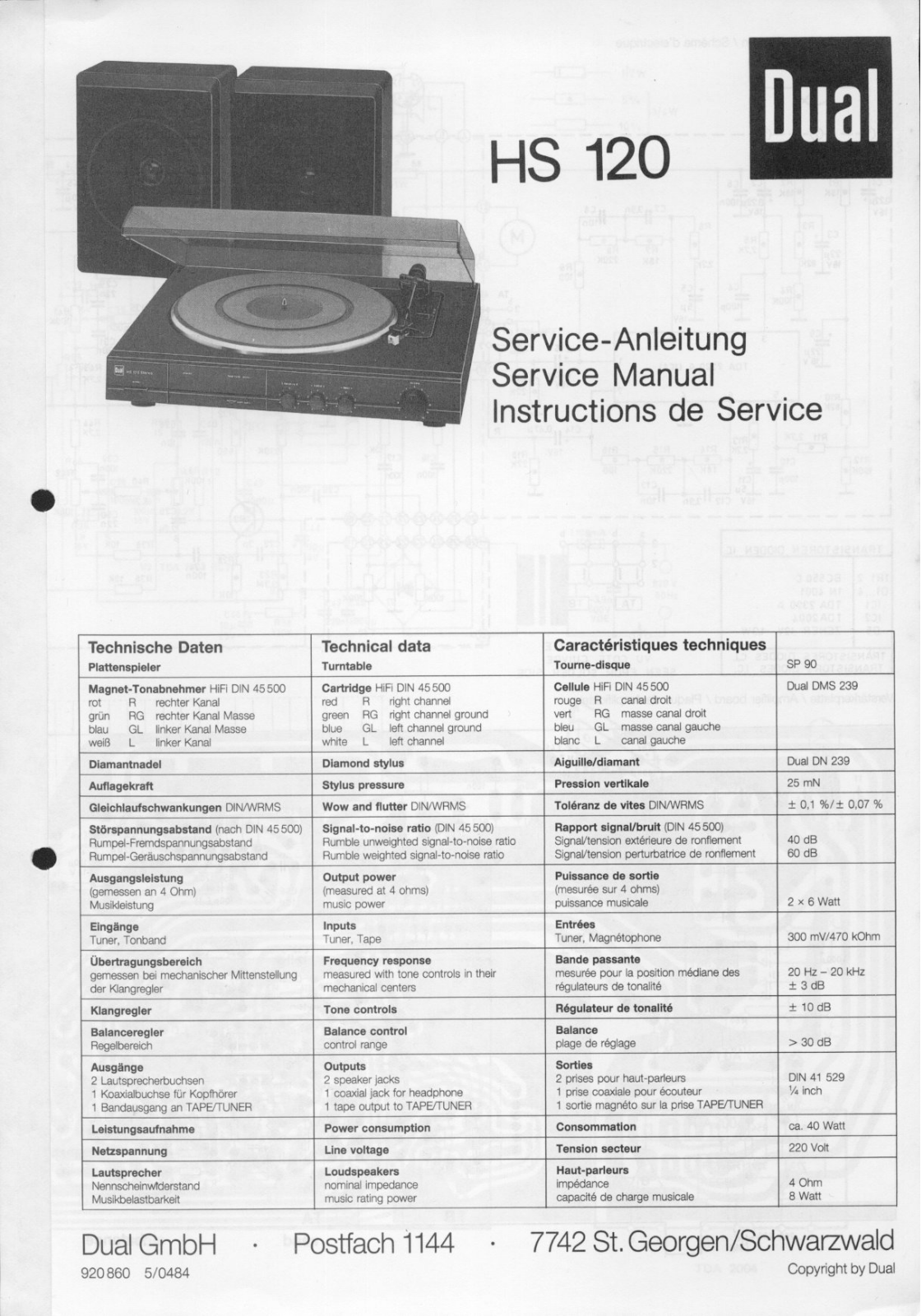 Dual HS-120 Service manual