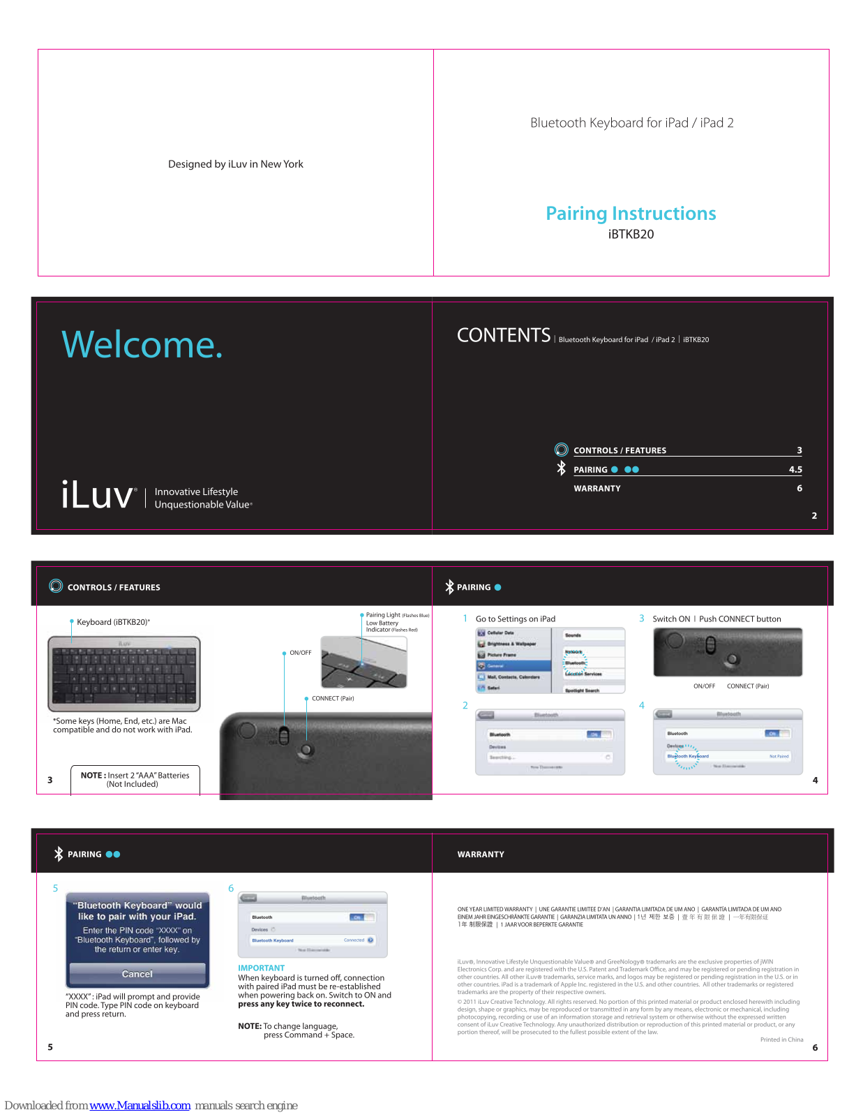 Iluv iBTKB20 Pairing Instructions