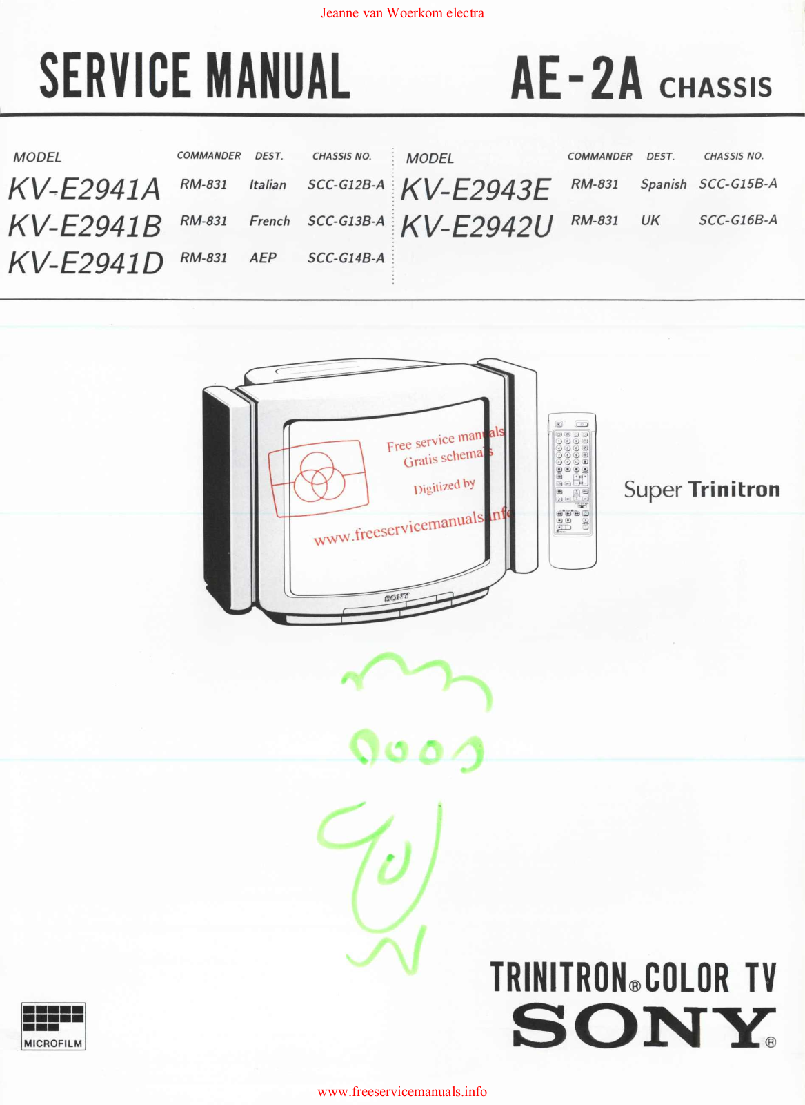 Sony KV-E2941B, KV-E2941A, KV-E2943E, KV-E2942U, KV-E2941D Service Manual