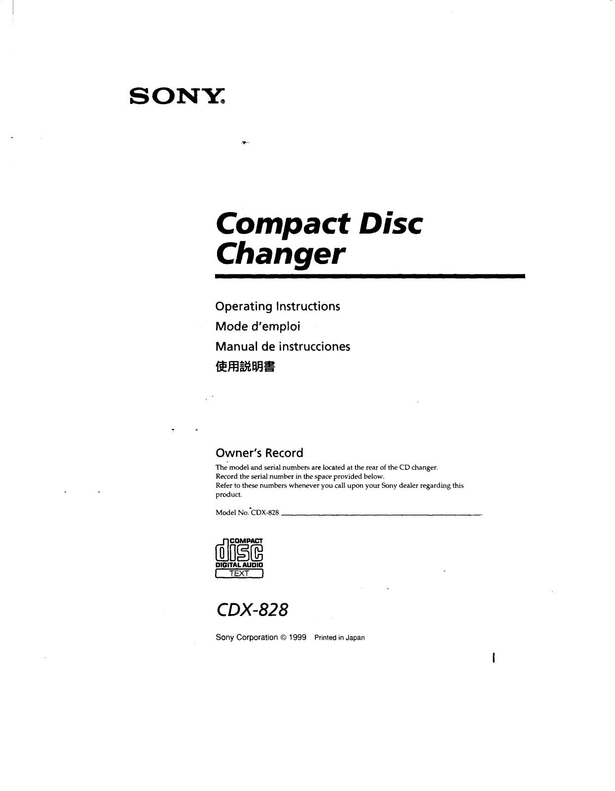 Sony CD-X828 User Manual