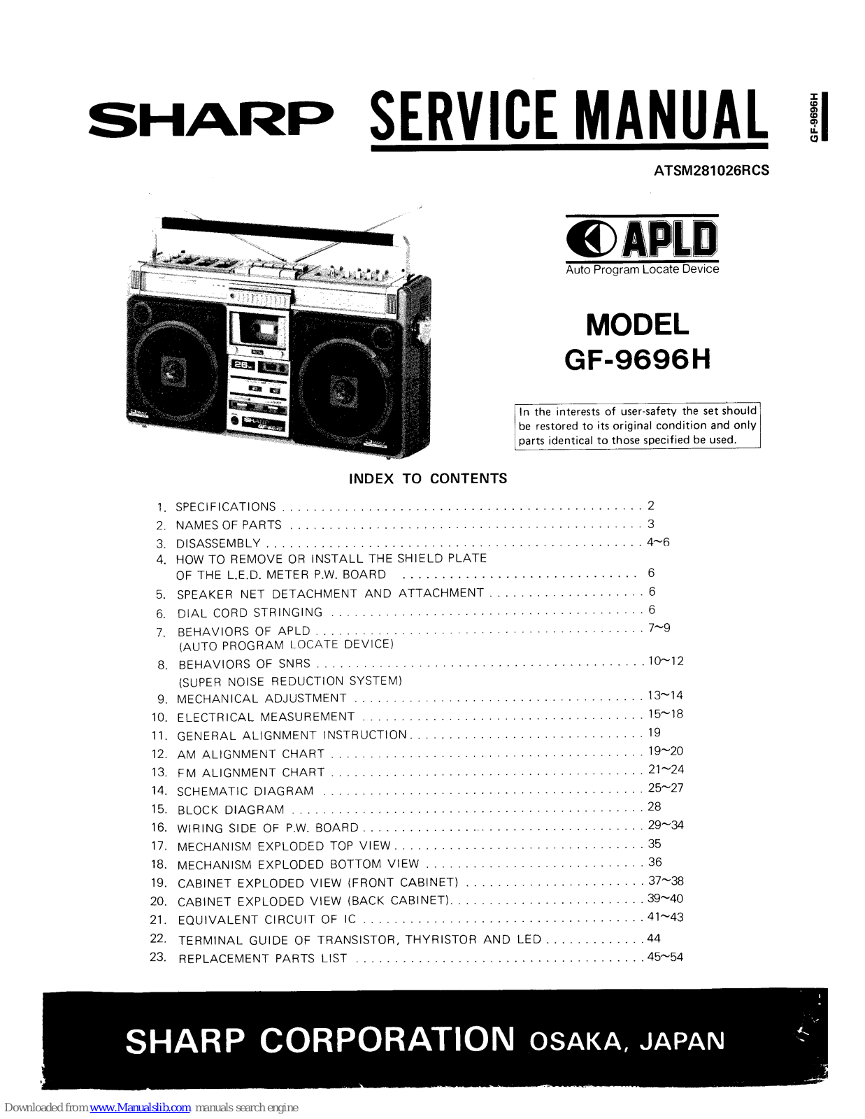 Sharp GF-9696H Schematic