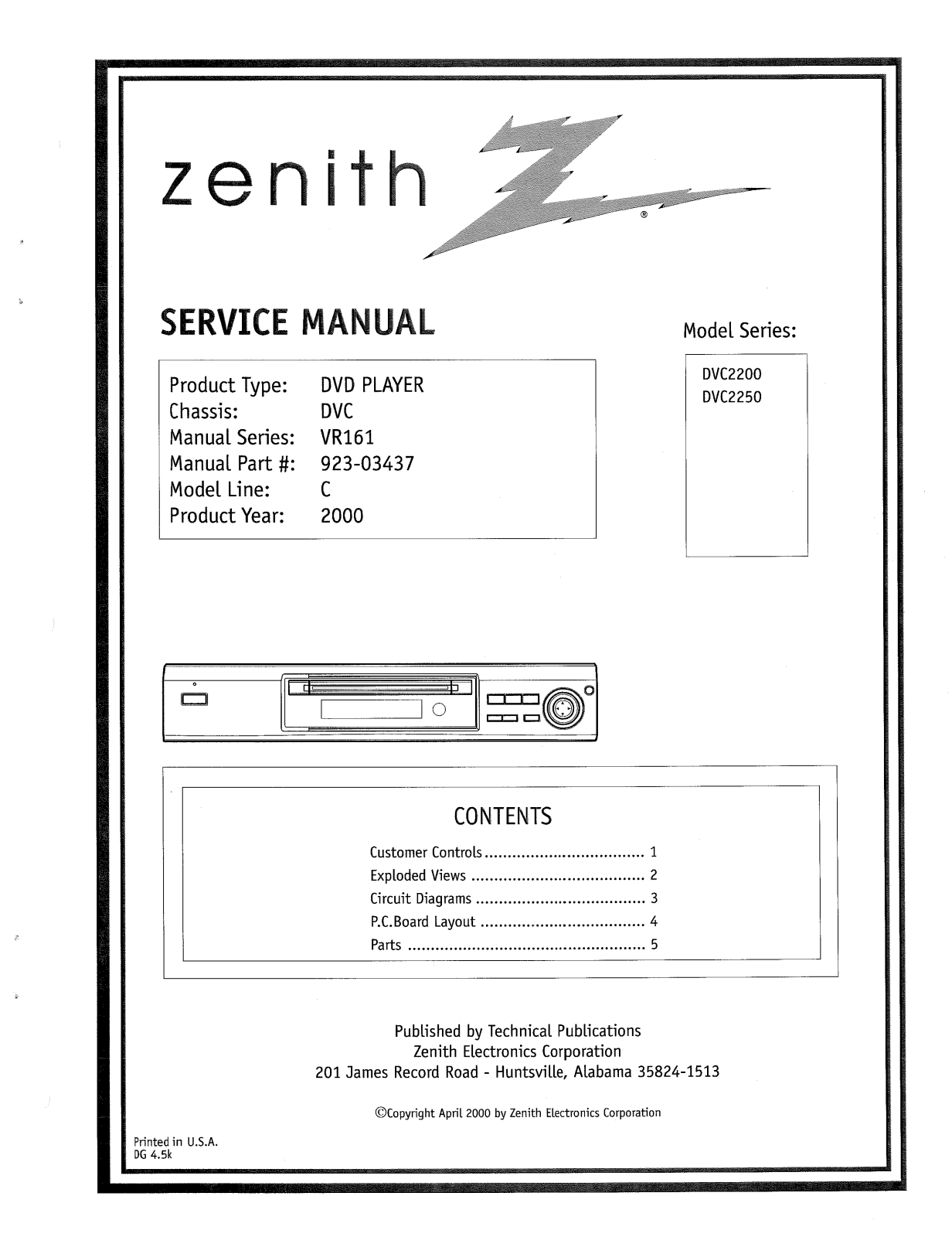 Zenith DVC-2250, DVC-2200 Service manual