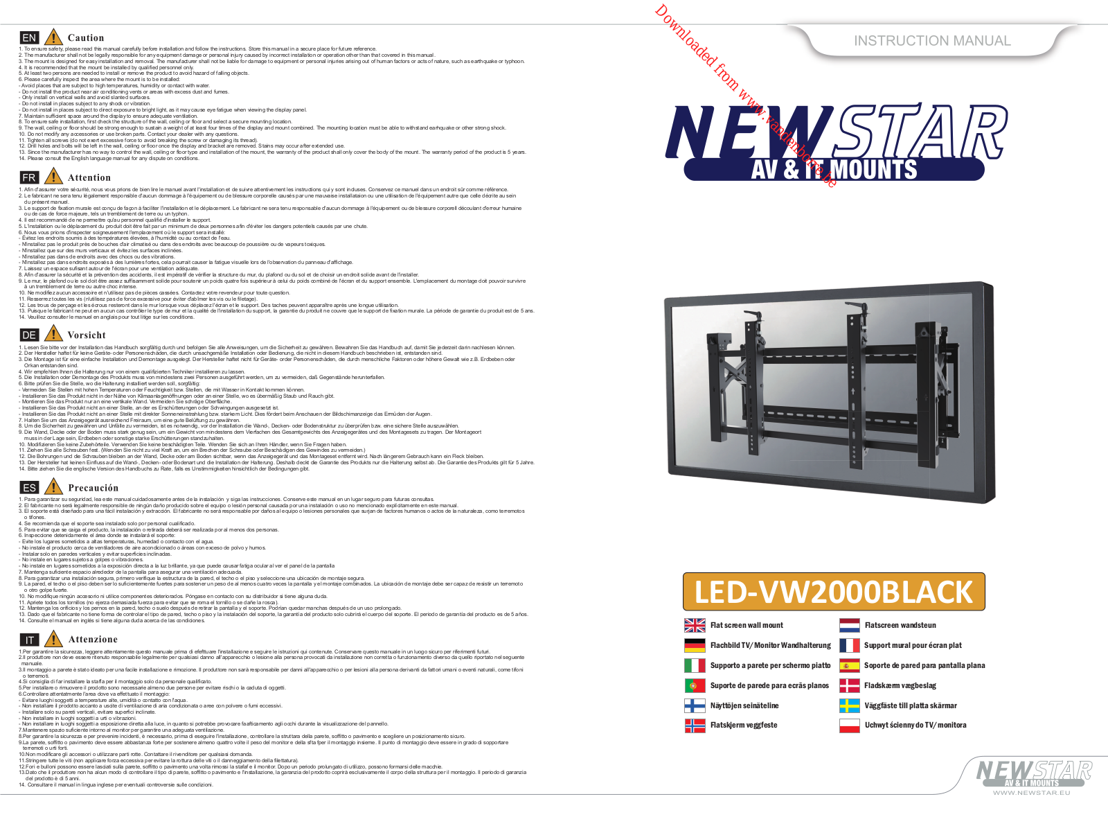 NEWSTAR FLAT SCREEN WALL MOUNT User Manual