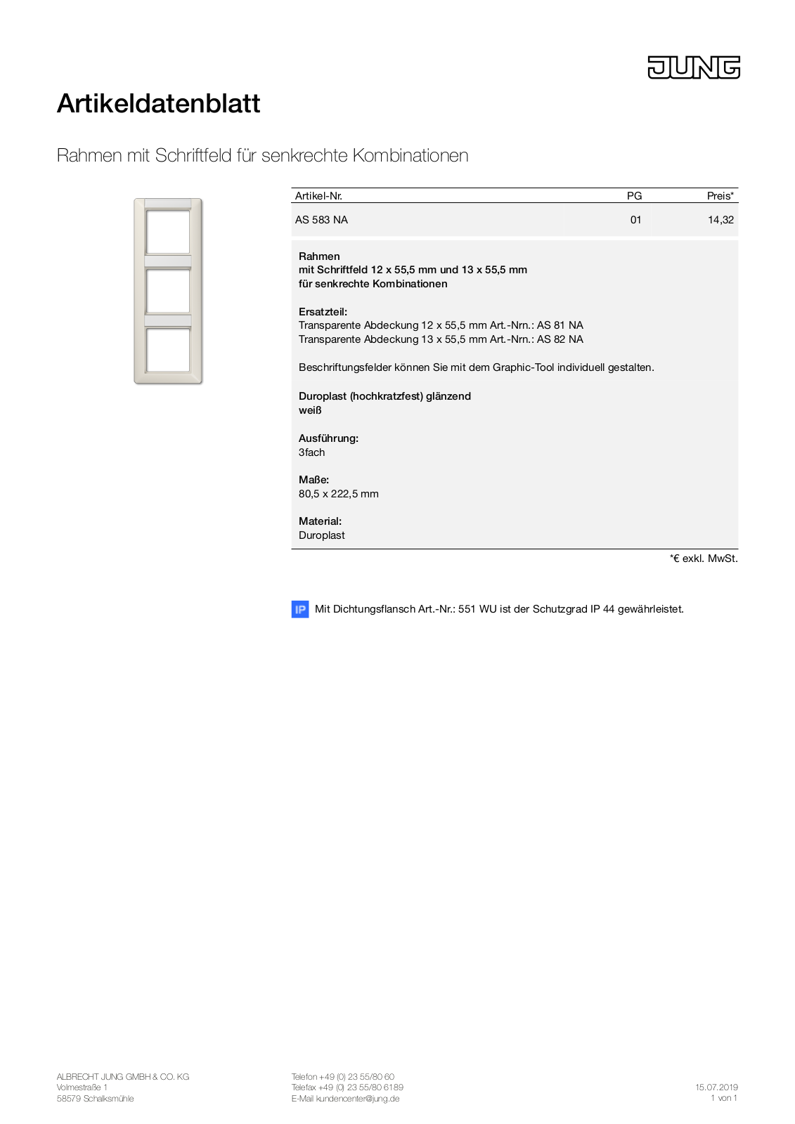 Jung AS 583 NA User Manual