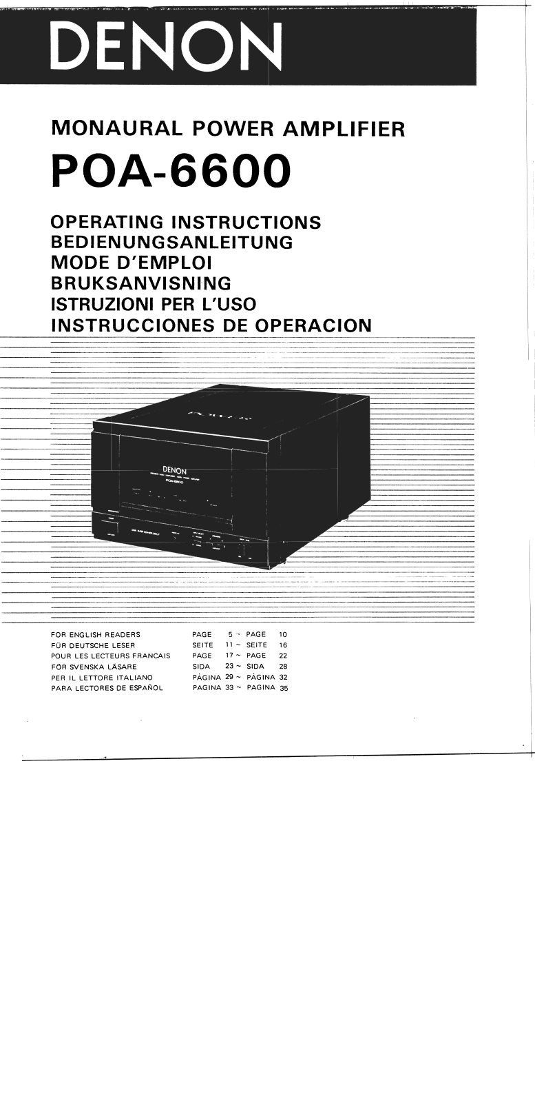 Denon POA-6600 OPERATING INSTRUCTIONS