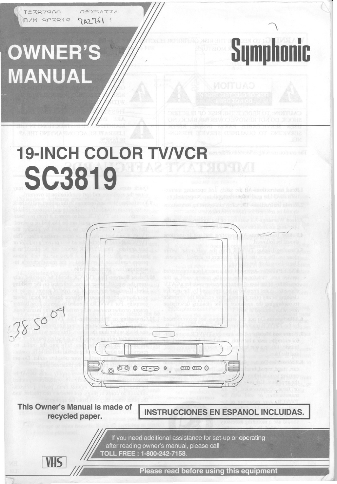 FUNAI SC3819, SC3819 User Manual