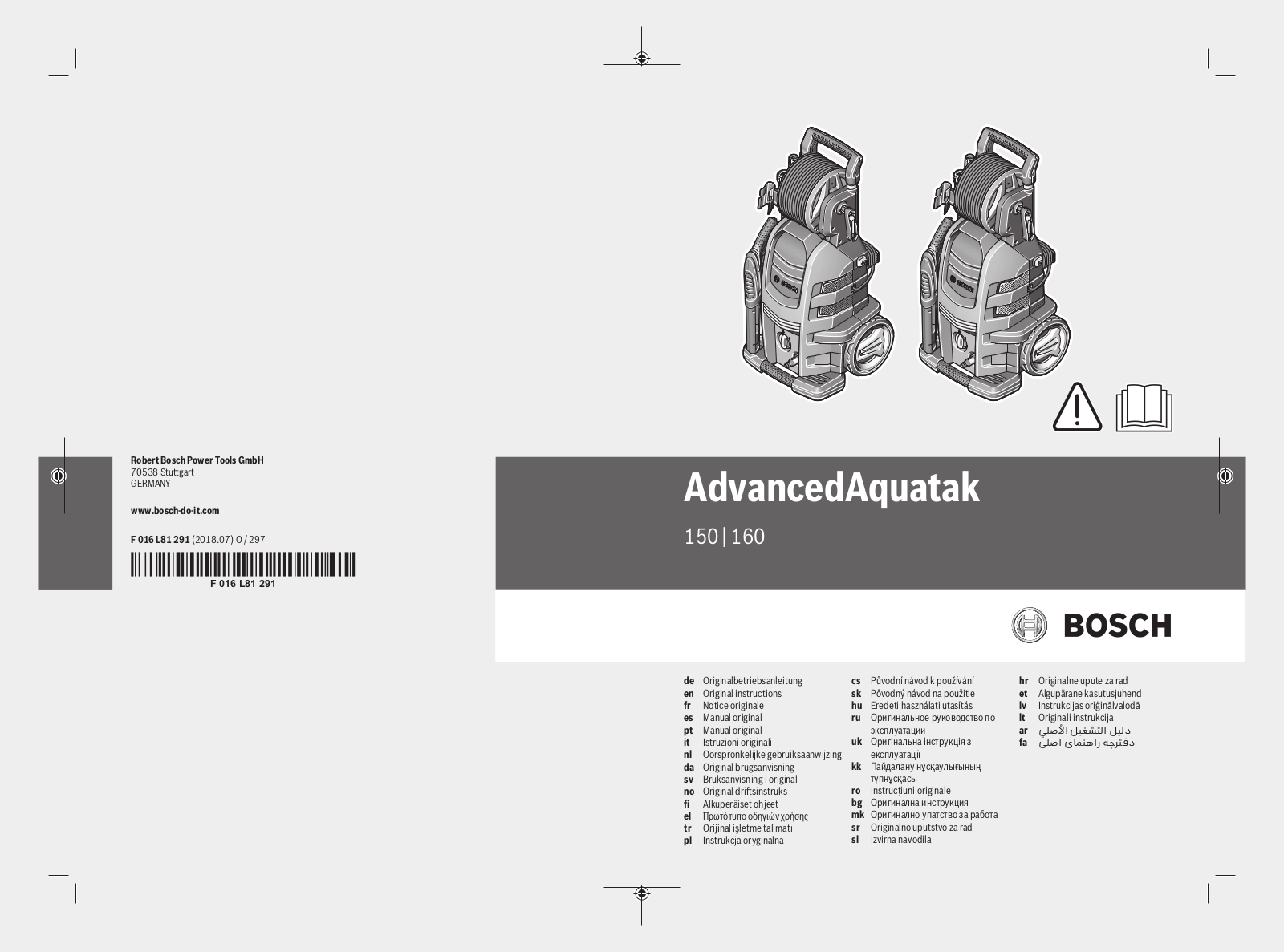 Bosch AdvancedAquatac 150, AdvancedAquatac 160 User manual