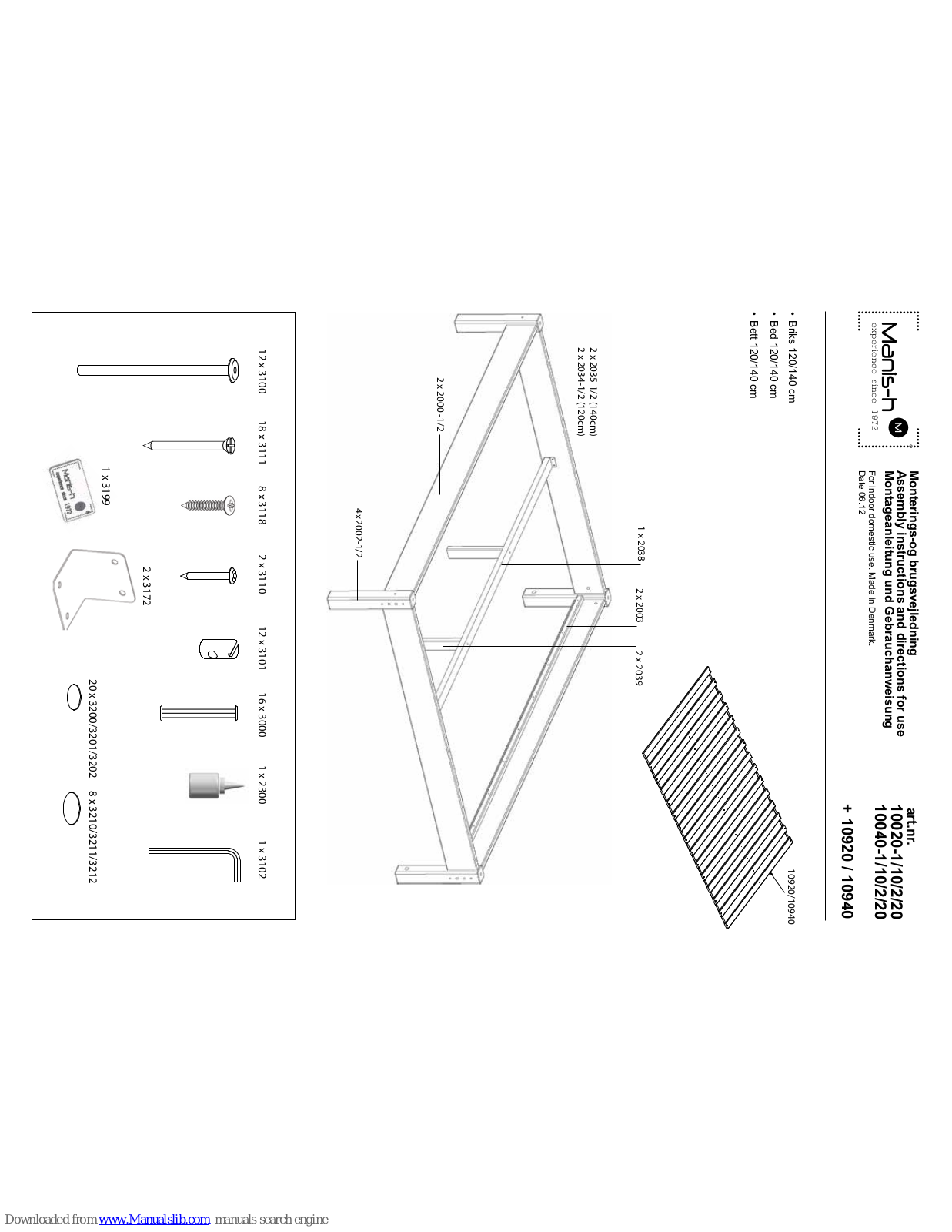 Manis-h 10020-1, 10020-10, 10020-2, 10040-1, 10020-20 Instructions Manual