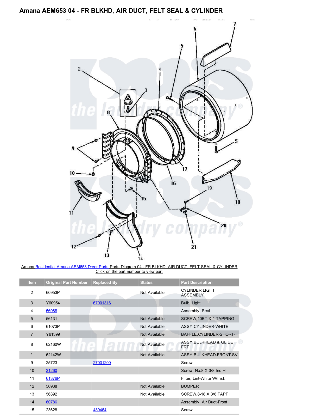 Amana AEM653 Parts Diagram