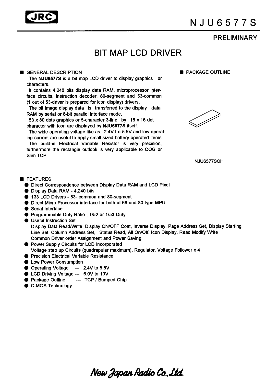 JRC NJU6577SCH Datasheet