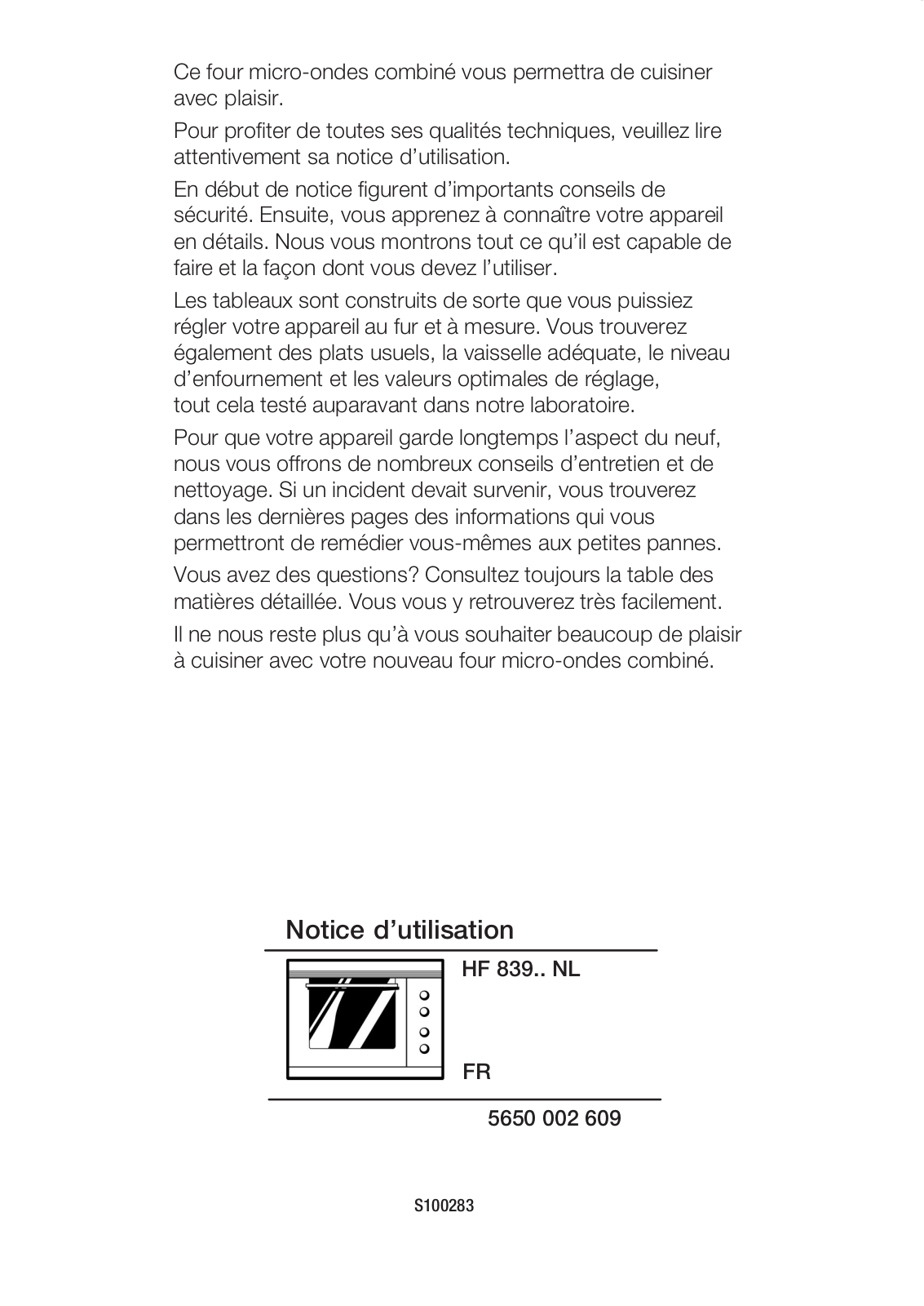 Siemens HF83961NL User Manual