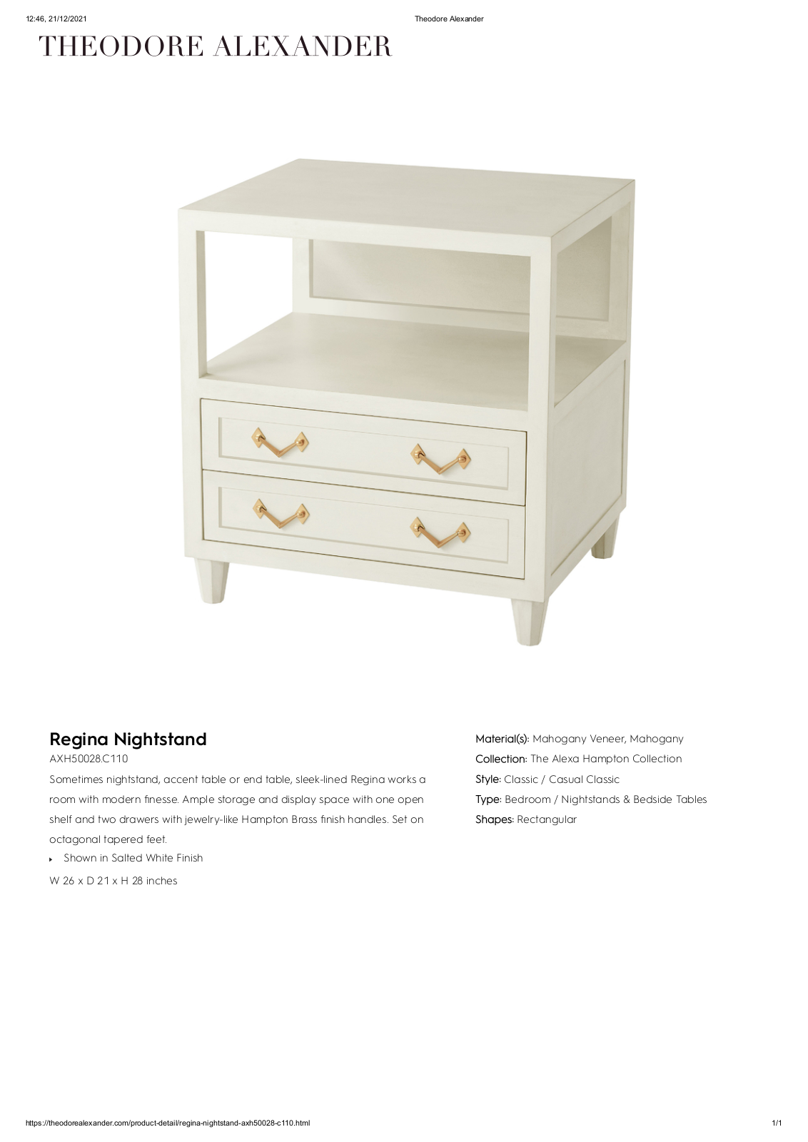 Theodore Alexander FPLJ3597 Specifications - ManualMachine.com